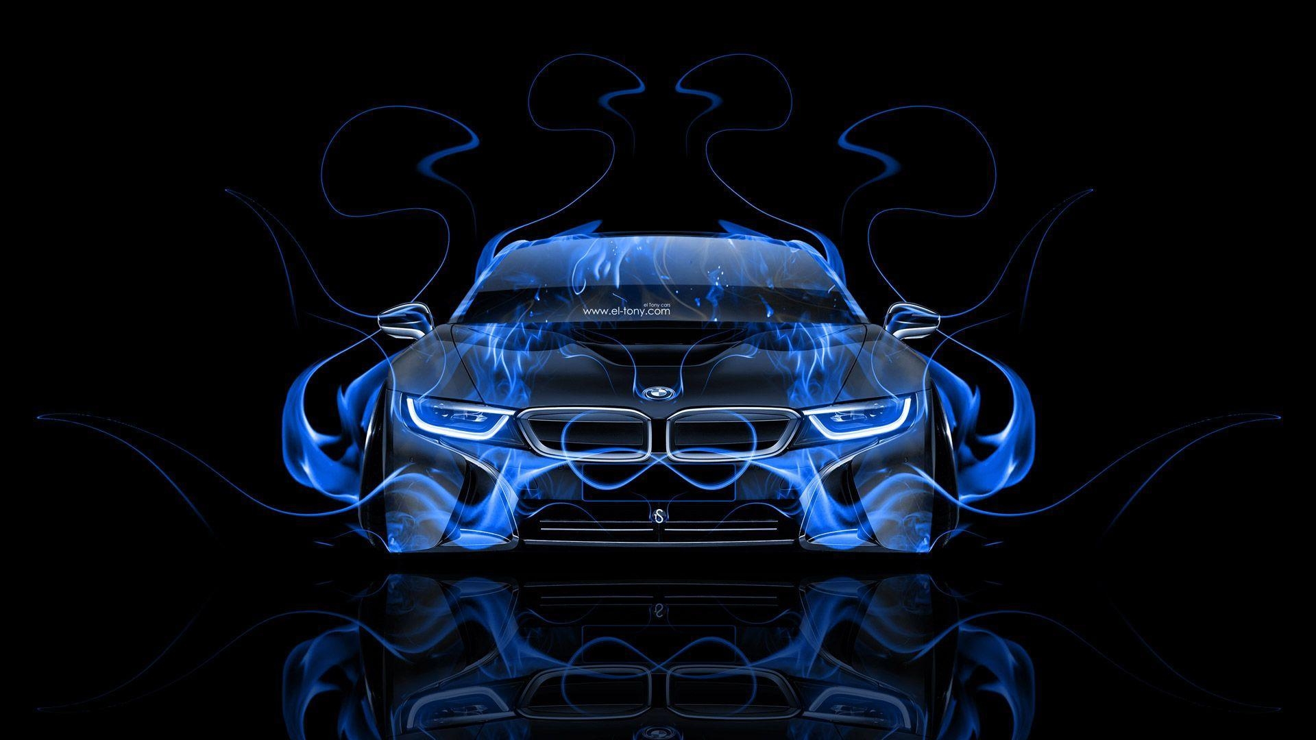 1920x1080 BMW i8 Front Fire Abstract Car 2014, Desktop