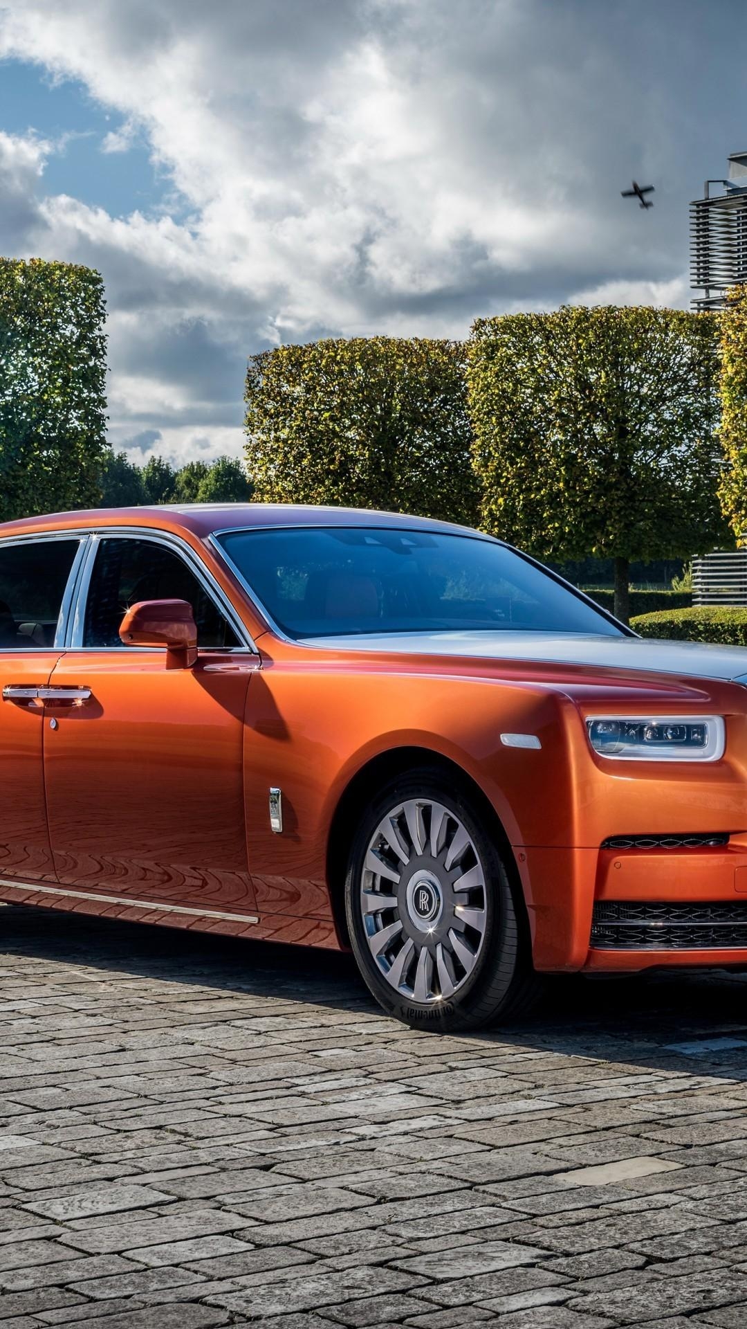 1080x1920 Download  Rolls Royce Phantom, Orange, Side View, Phone