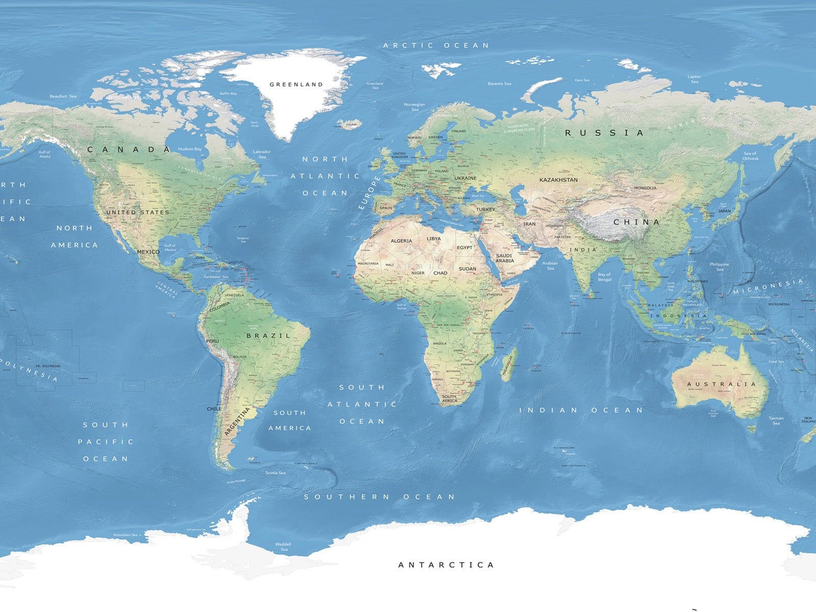 1600x1200 Physical World Map No 3, Desktop