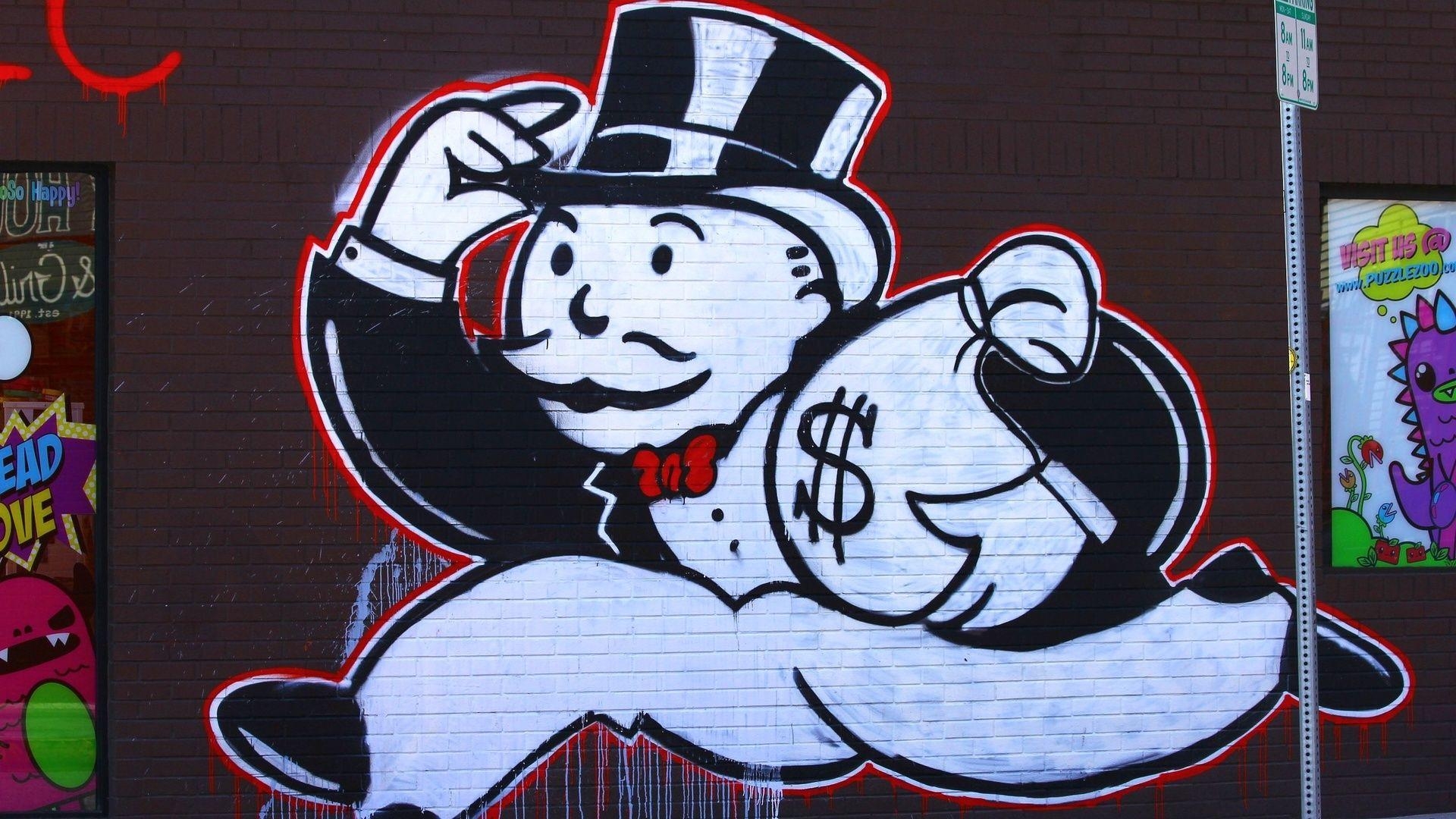 1920x1080 Alec Monopoly, Street Art, Modern Art, Graffiti, Artwork, Desktop