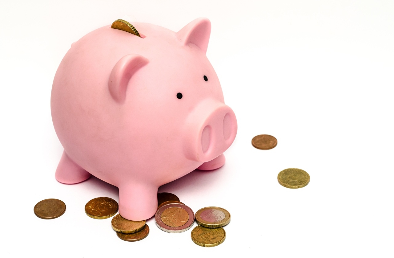 1280x840 Picture Euro Piggy bank Coins Pink, Desktop