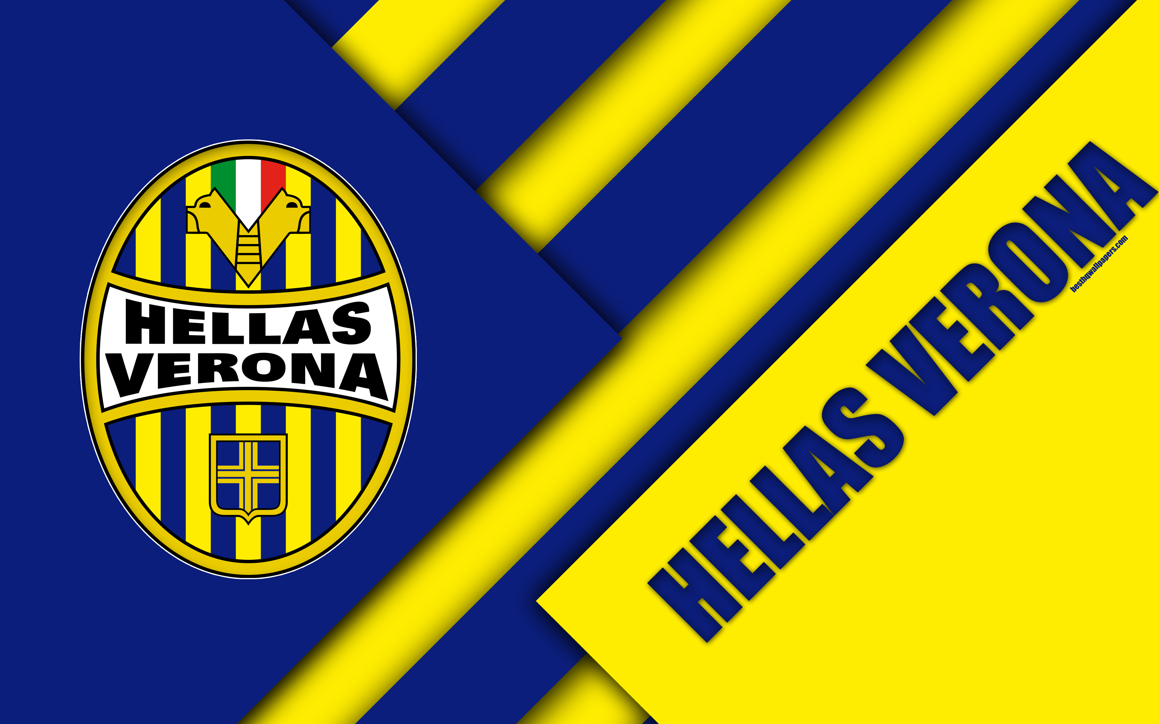 3840x2400 Download wallpaper Hellas Verona FC, logo, 4k, material design, Desktop