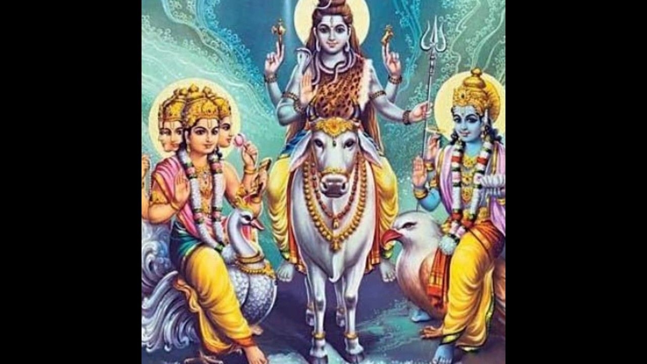 1280x720 Morning Wishes With God Brahma, Vishnu And Mahesh Nice Image Pics, Desktop