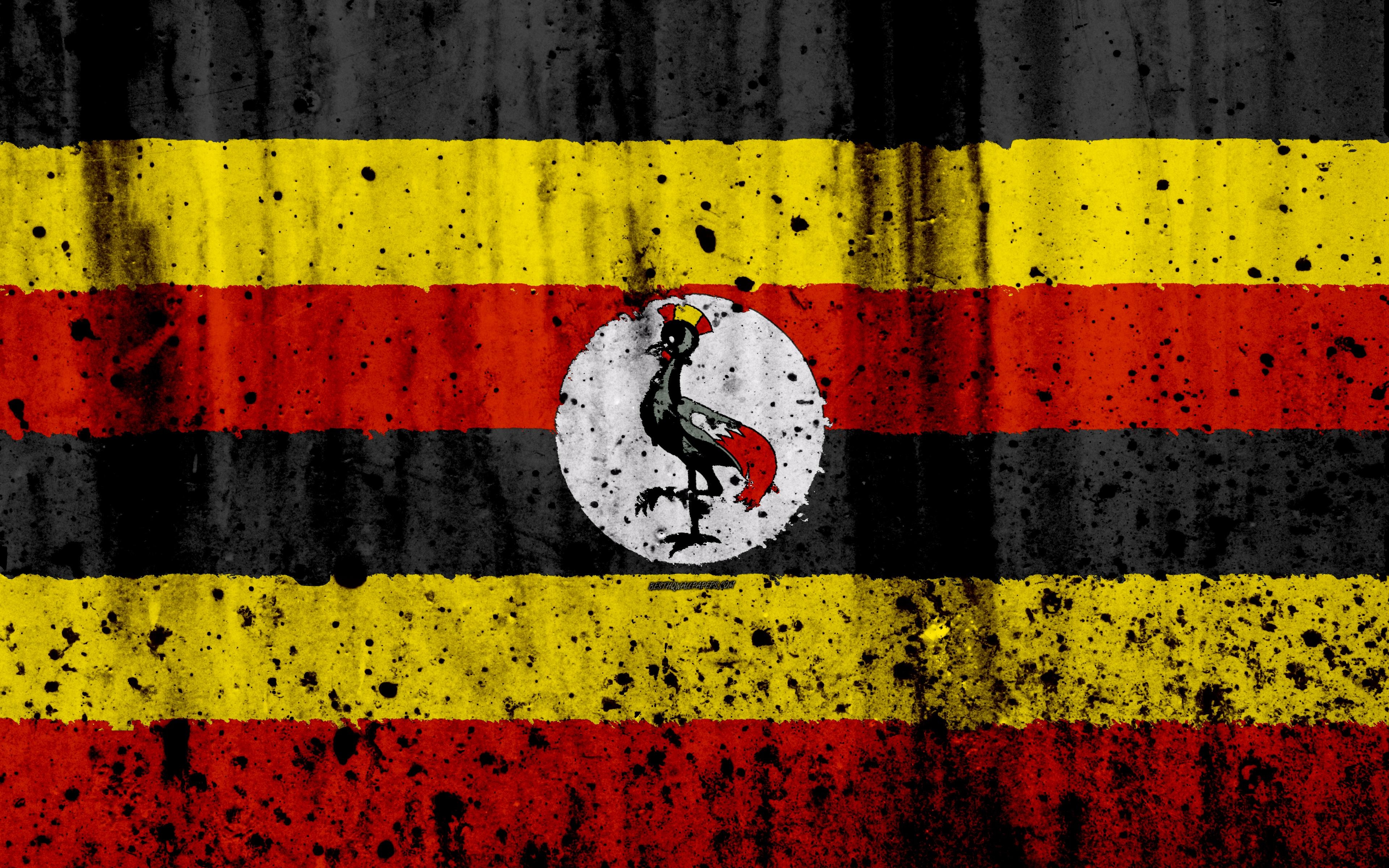 3840x2400 Download wallpaper Ugandan flag, 4k, grunge, flag of Uganda, Africa, Desktop