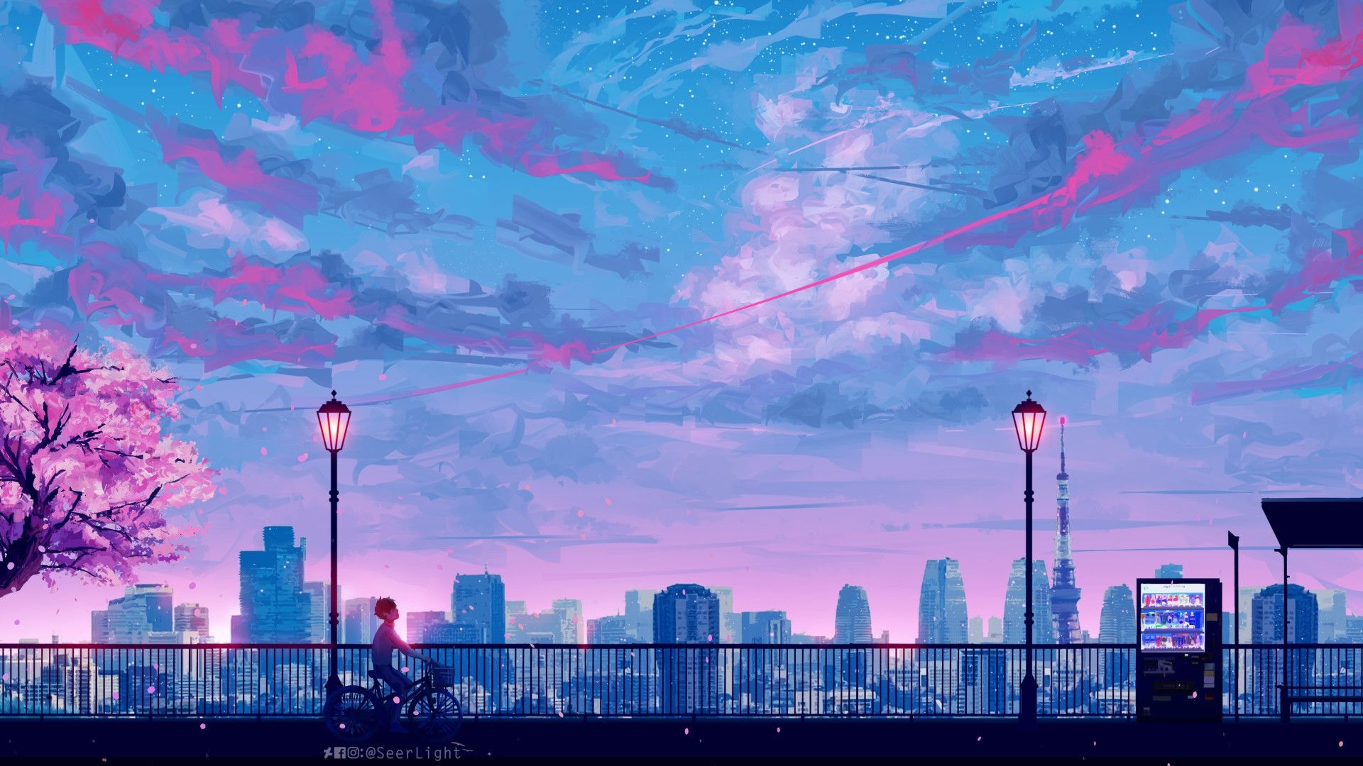 1920x1080 Anime Cityscape Landscape Scenery 5k Laptop Full HD, Desktop