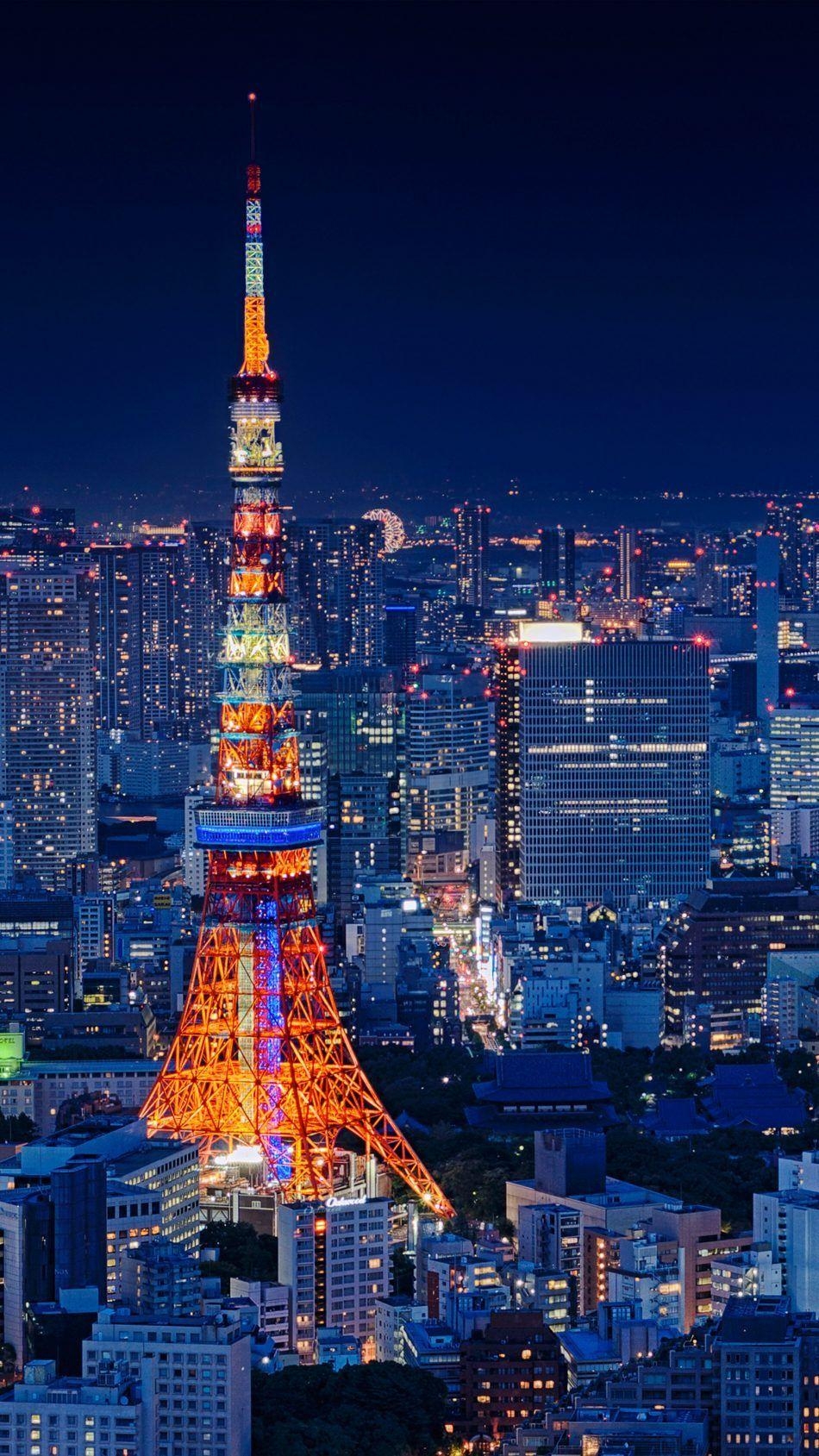 950x1690 Tokyo Tower Japan Night Cityscape 4K Ultra HD Mobile Wallpaper. iPhone wallpaper japan, Tokyo tower, Tokyo photography, Phone