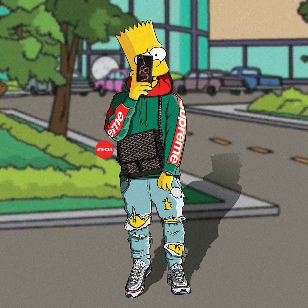 1080x1080 Bart Simpson Supreme iPhone Wallpaper, Phone