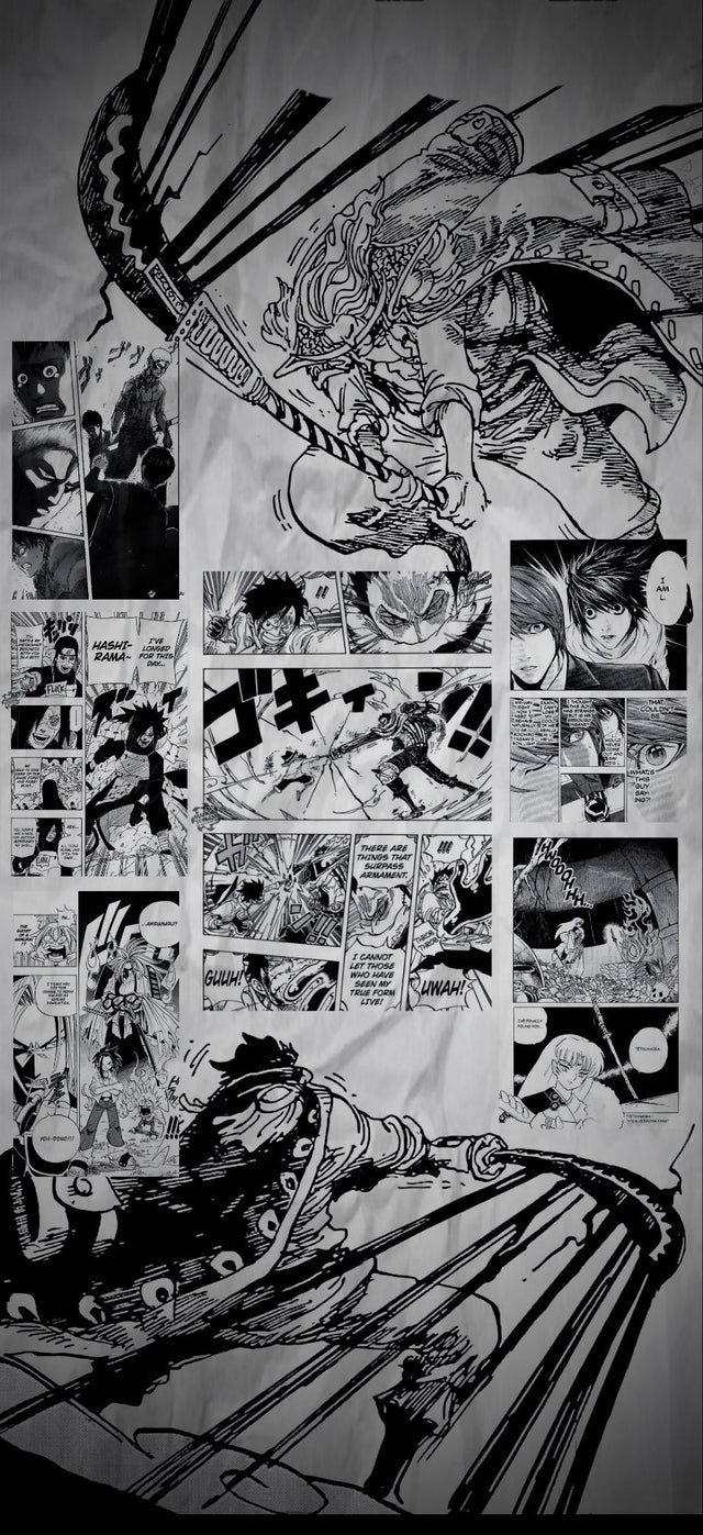 640x1400 Wanted a manga panel phone wallpaper so made one from my favorite scenes with one piece at the base of it. Enjoy!, Phone