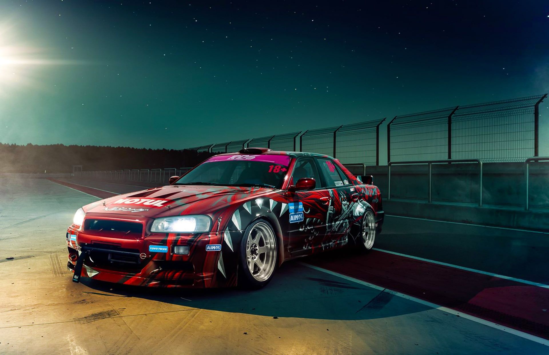 1920x1250 HD wallpaper: red sedan, GTR, Nissan, Drift, Car, Night, Skyline, R Track. Gtr, Sedan, Nissan, Desktop