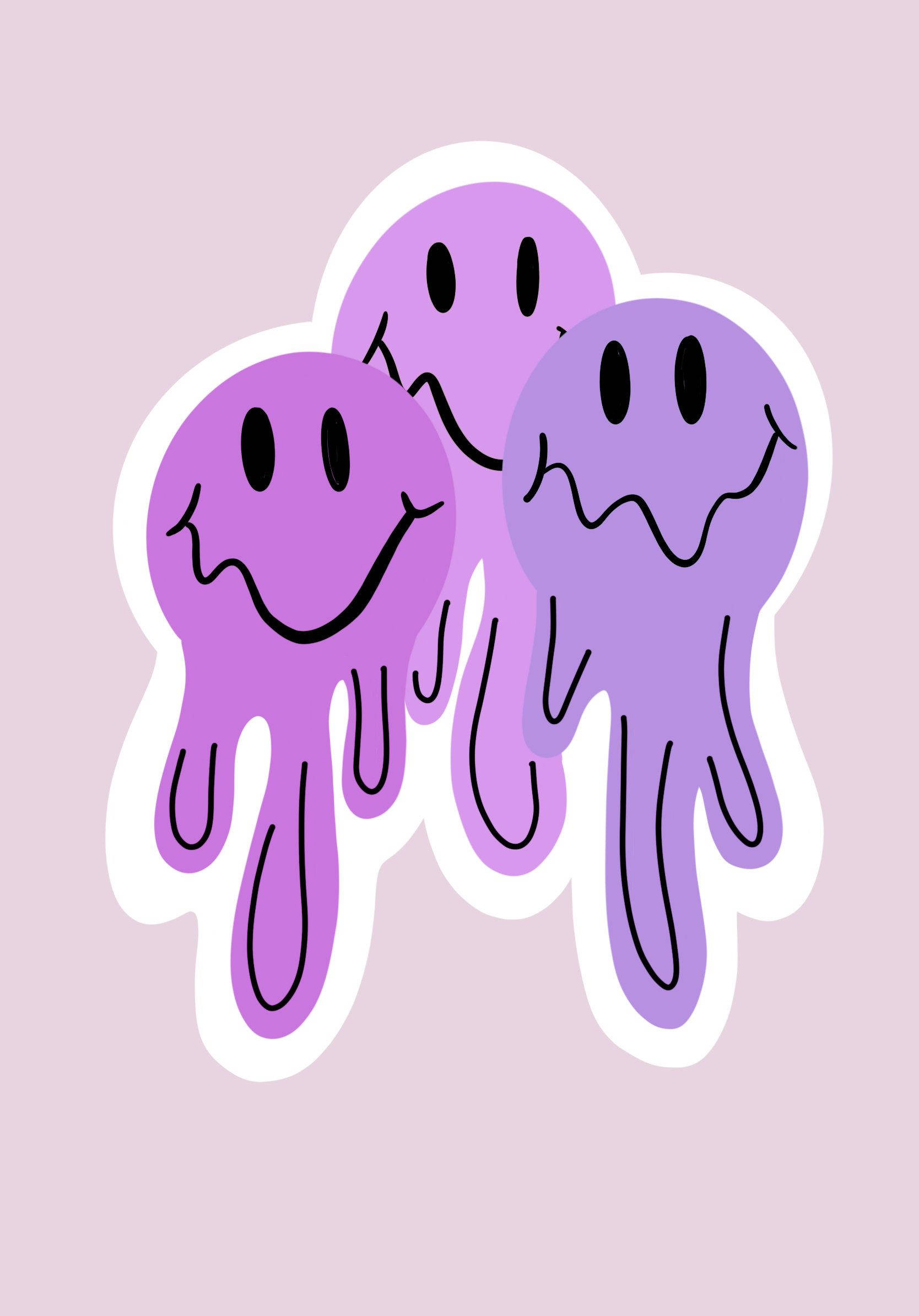 1670x2390 Download Preppy Smiley Face Dripping Violets Wallpaper, Phone