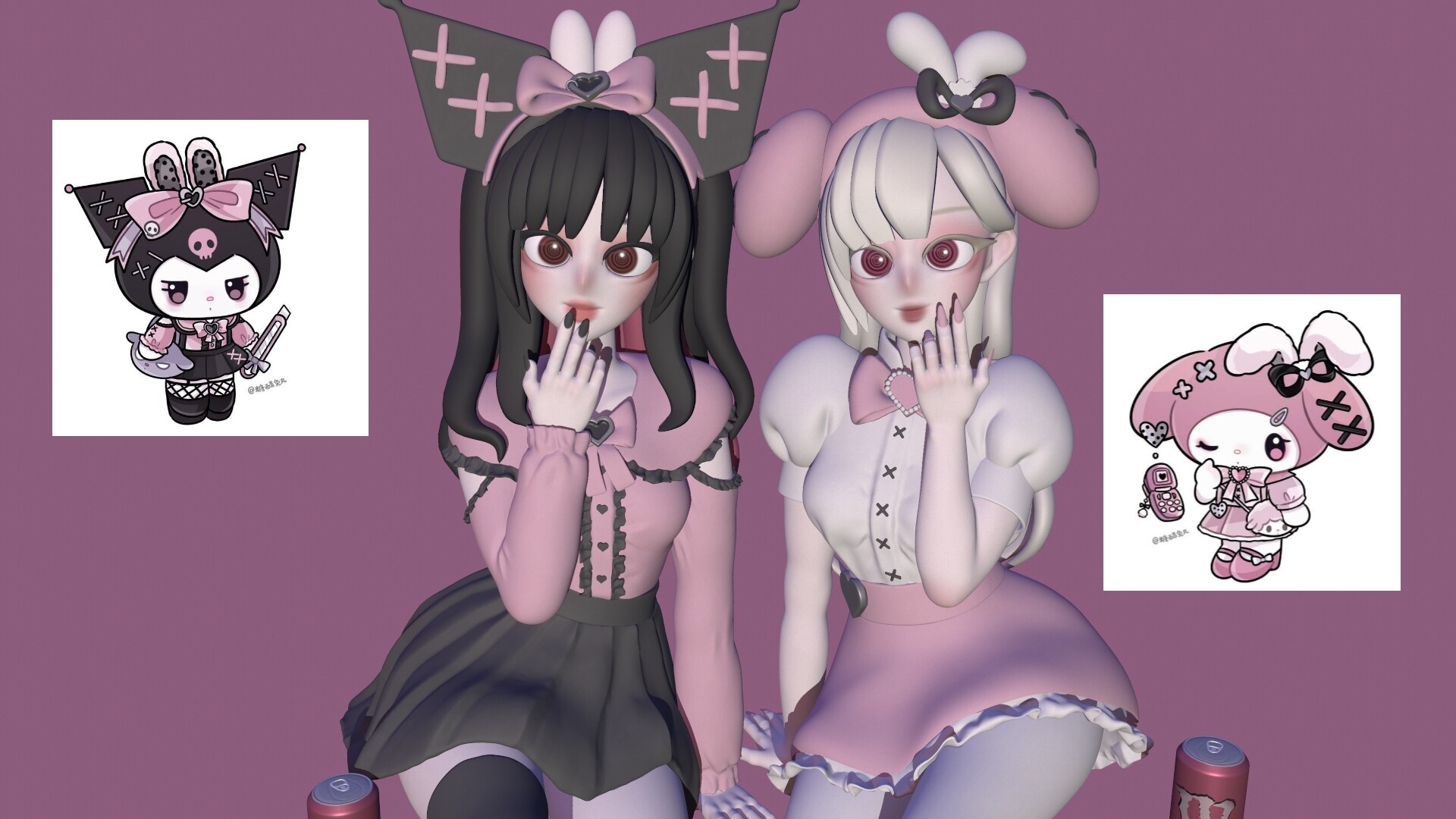 1920x1080 Kuromi & Melody jirai kei, Desktop