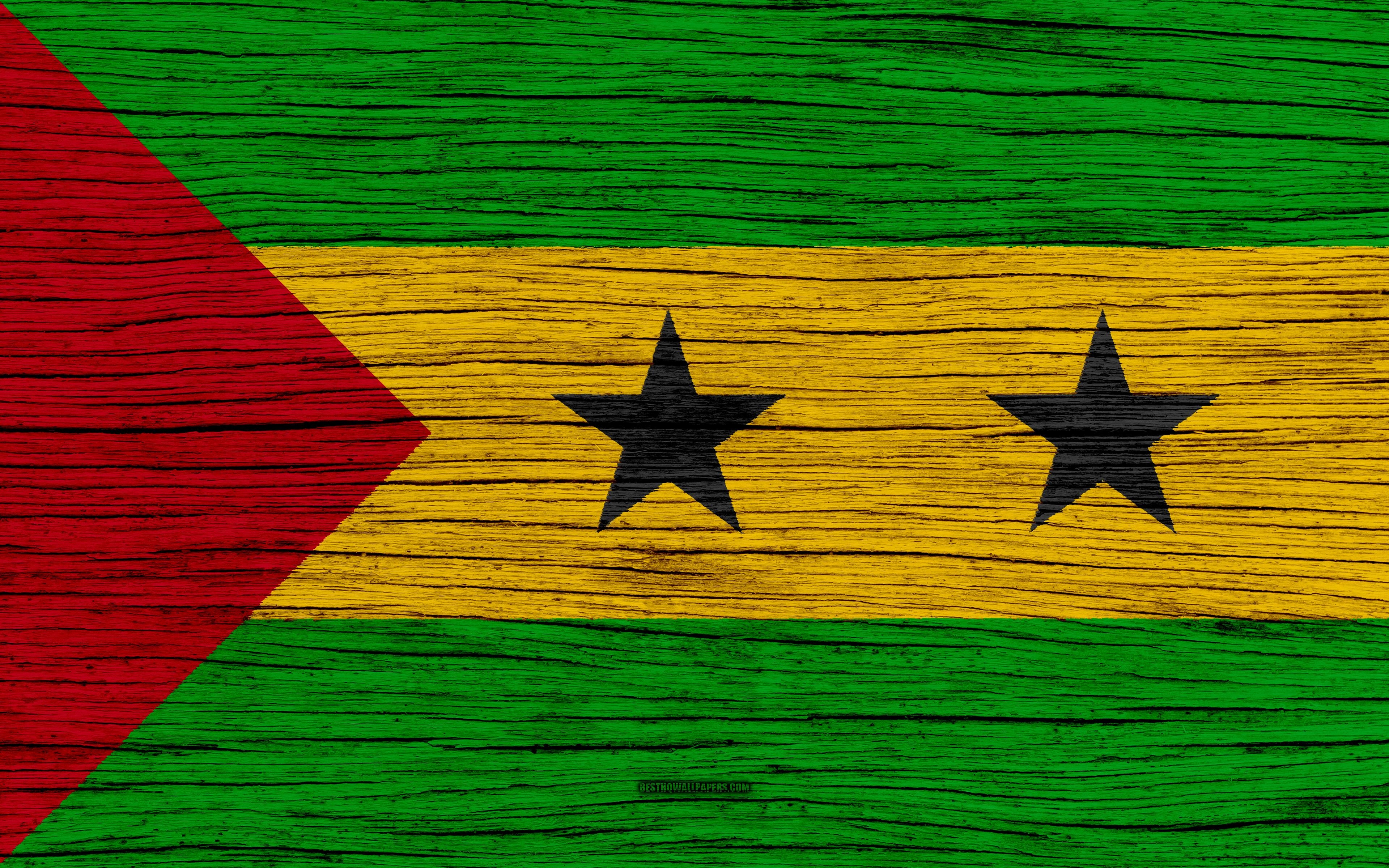 3840x2400 Download wallpaper Flag of Sao Tome and Principe, 4k, Africa, Desktop