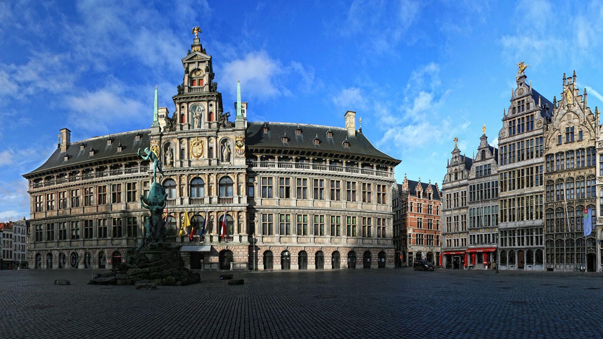 1920x1080 Wallpaper Belgium Houses Monuments Antwerpen Street Cities, Desktop