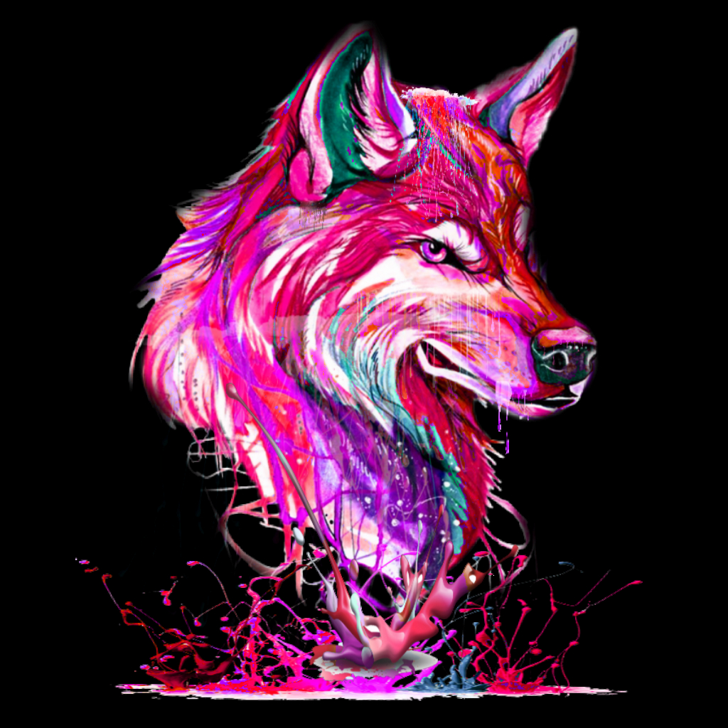 1030x1030 Green and Pink Wolf, Phone