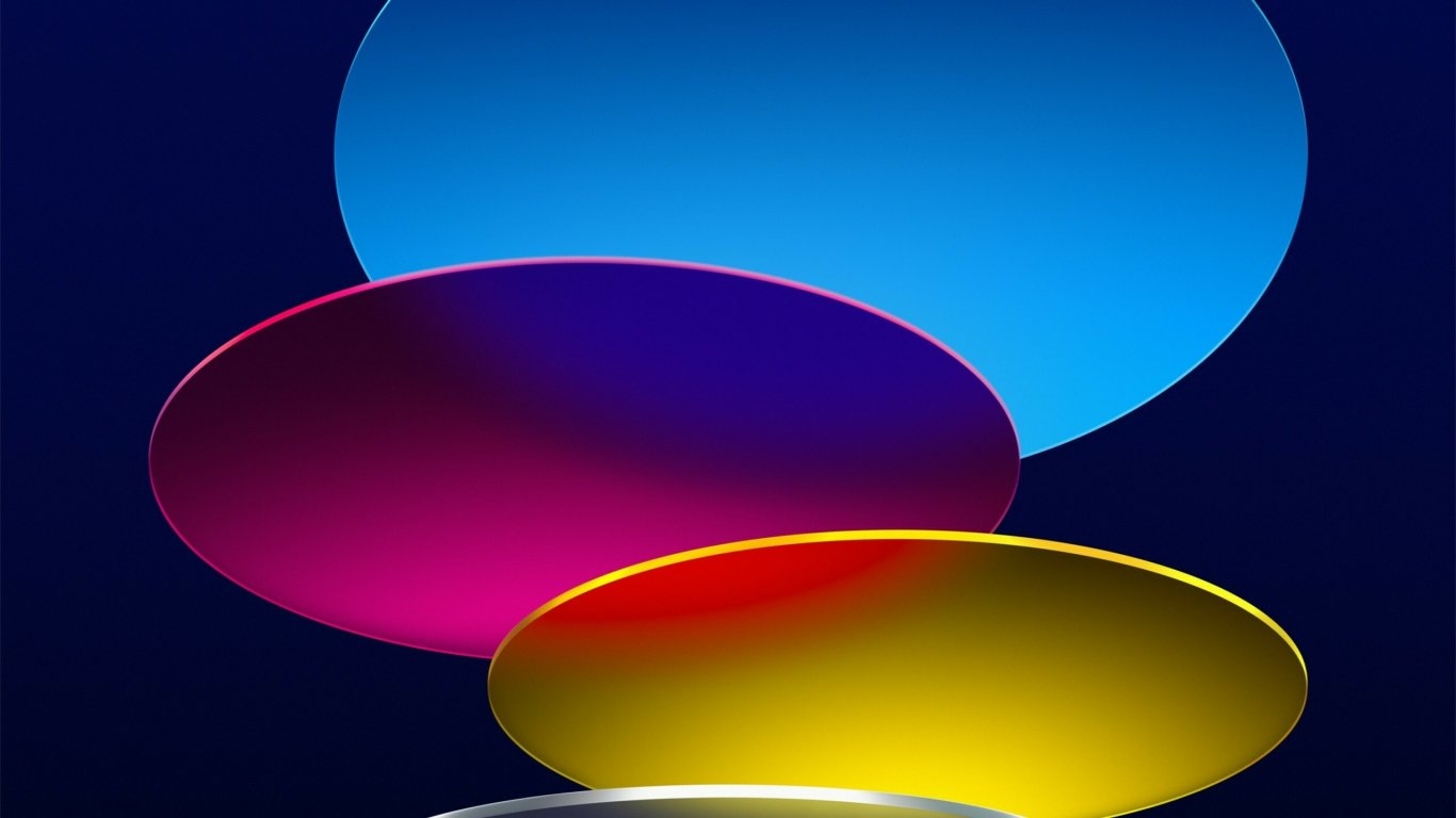 1370x770 iPadOS 16 abstract colorful circles wallpaper background, Desktop