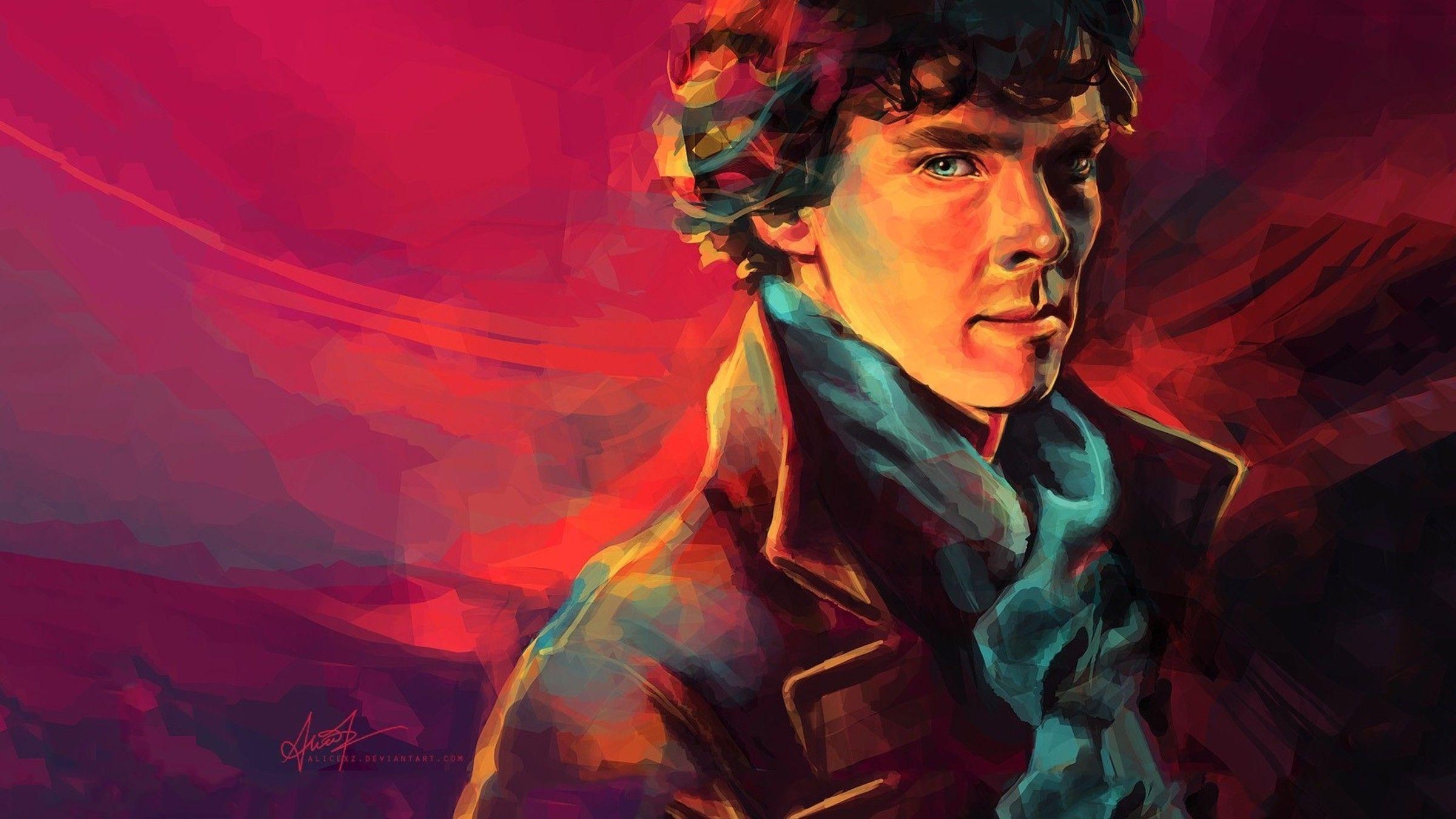 2400x1350 Cumberbatch pink background alice x zhang portraits wallpaper, Desktop