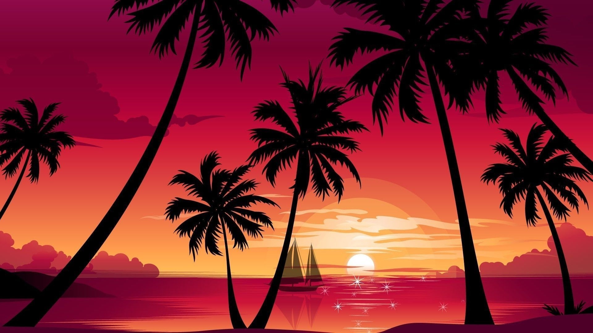 1920x1080 Palm Tree Sunset Wallpaper.wallpaperboat.com, Desktop