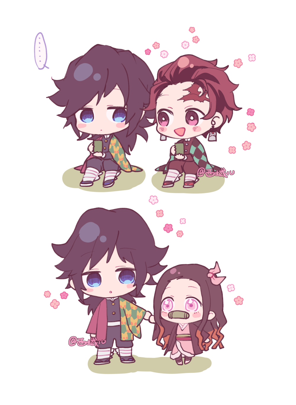 1000x1370 Chibi Giyuu Nezuko Tanjirou Background Cute, Phone