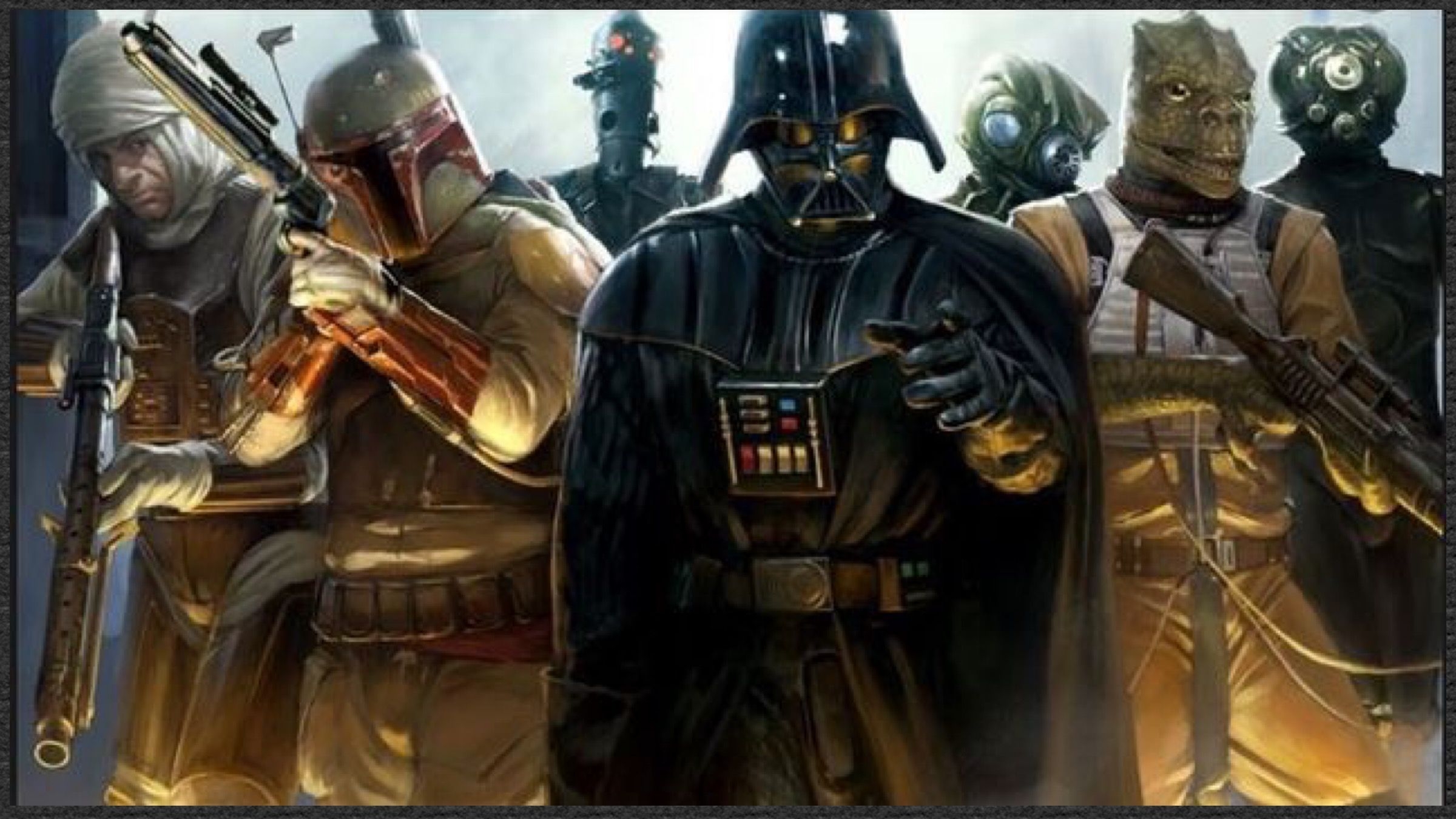 2400x1350 Star Wars Darth Vader and The Bounty Hunters. Star wars illustration, Star wars poster, Star wars wallpaper, Desktop