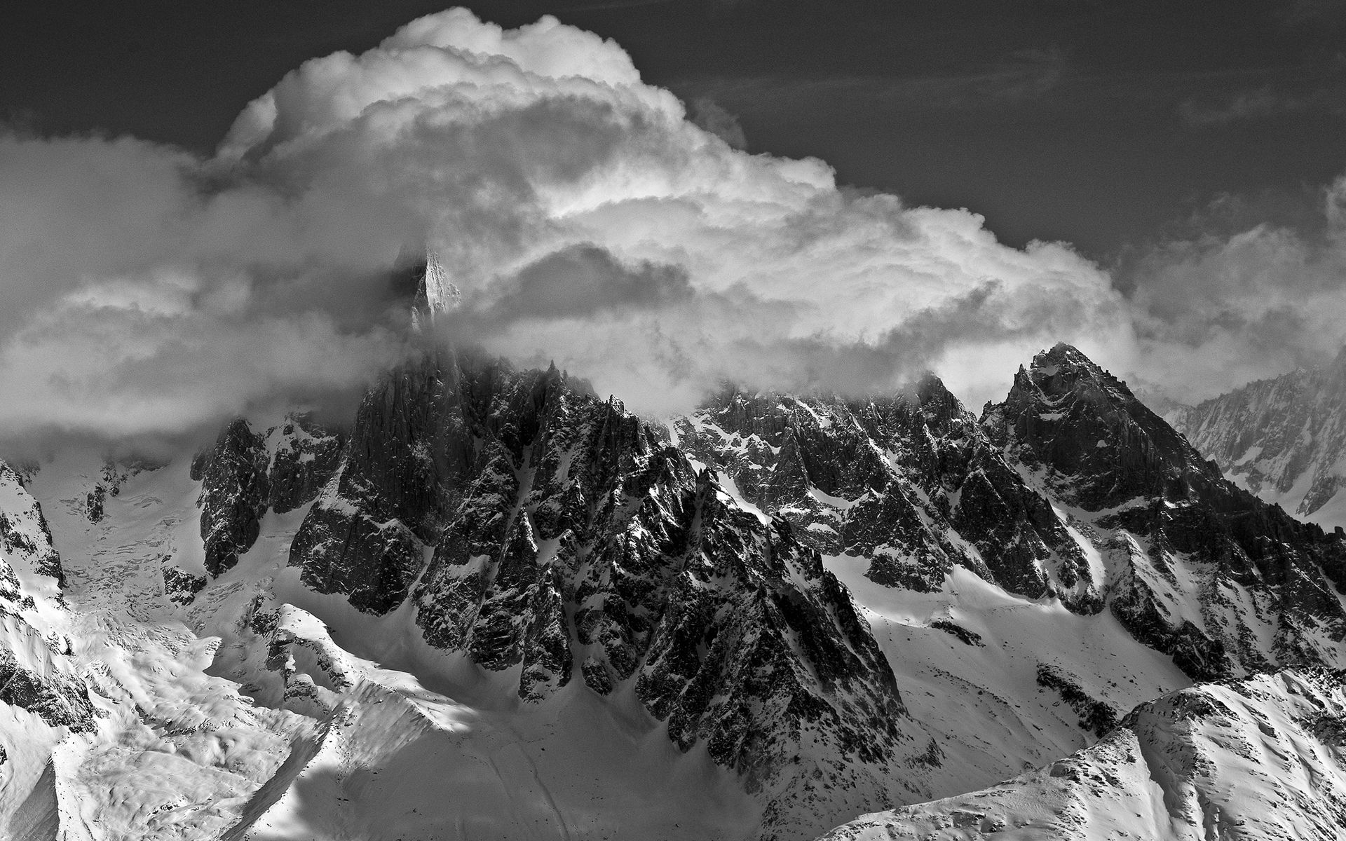 1920x1200 peaks, Nature, Landscapes, Mountains, Snow, Winter, Sky, Clouds, Desktop