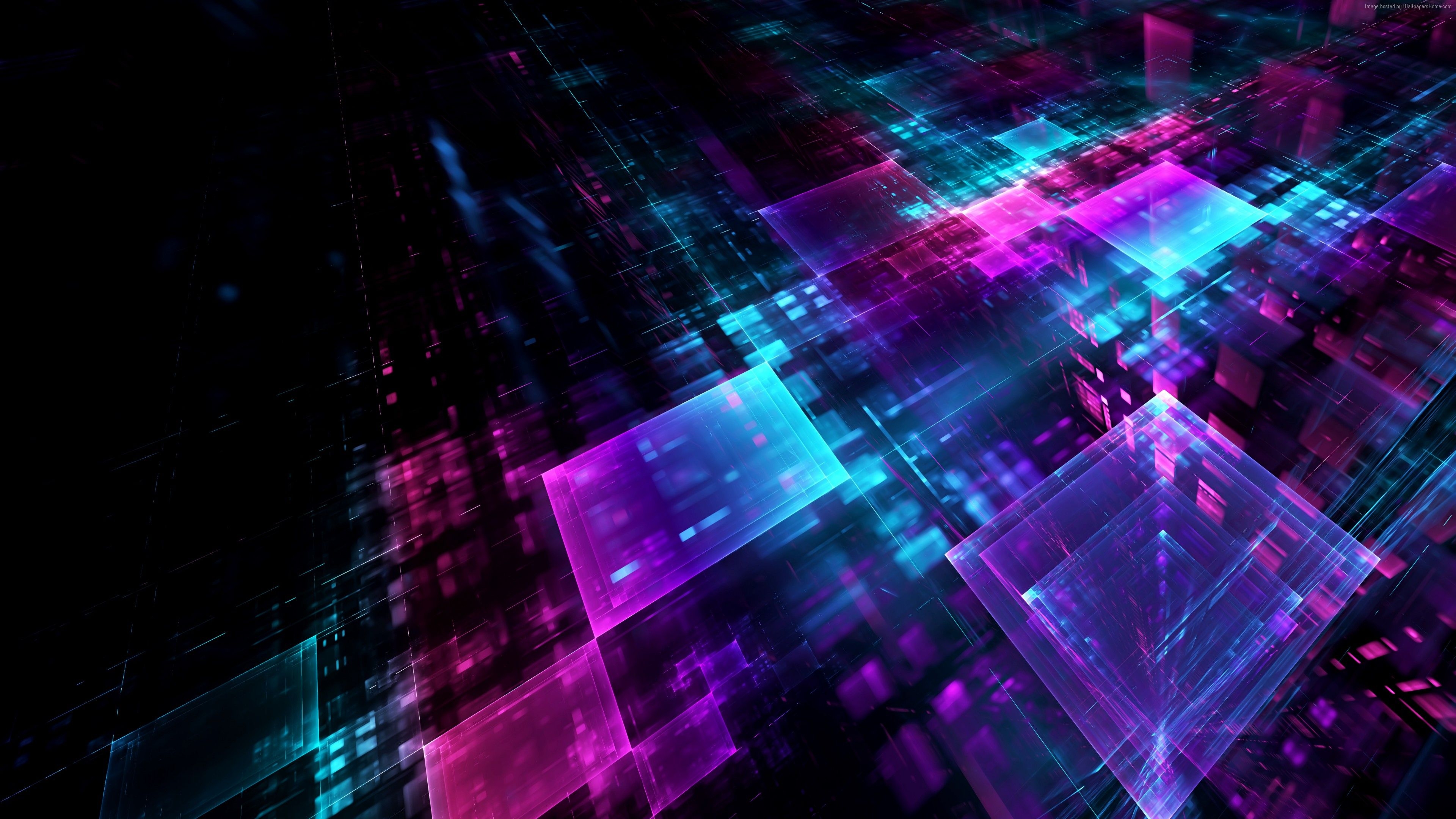 3840x2160 Wallpaper digital, geometric, cube, lines, 3D, 5K, Abstract, Desktop