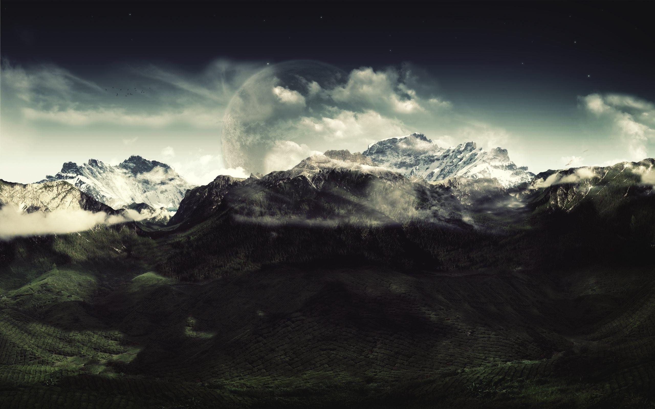 2560x1600 mountain, Clouds, Dark, Nature, Landscape Wallpaper HD, Desktop