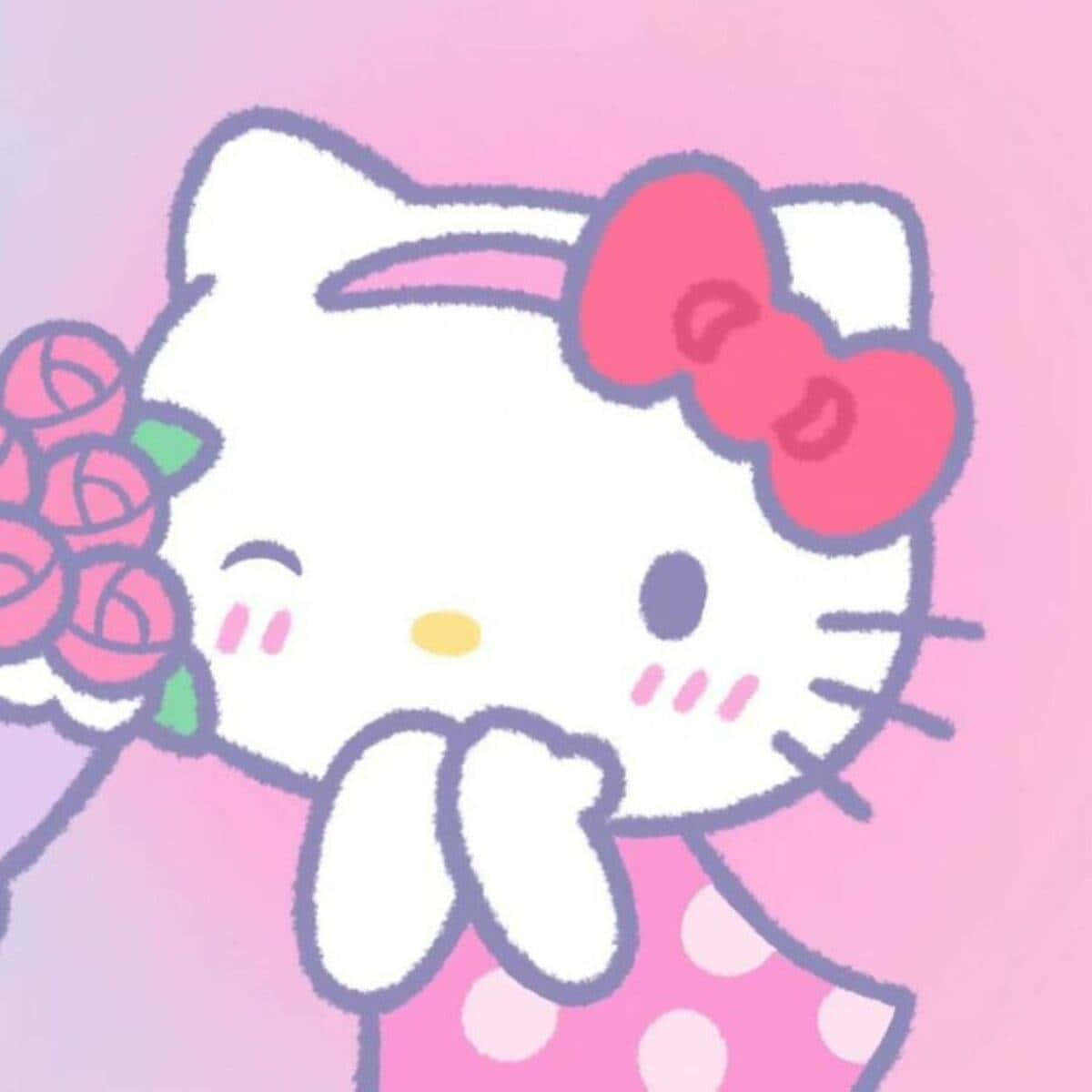 1200x1200 Download Hello Kitty Flowers Cartoon PFP Wallpaper, Phone