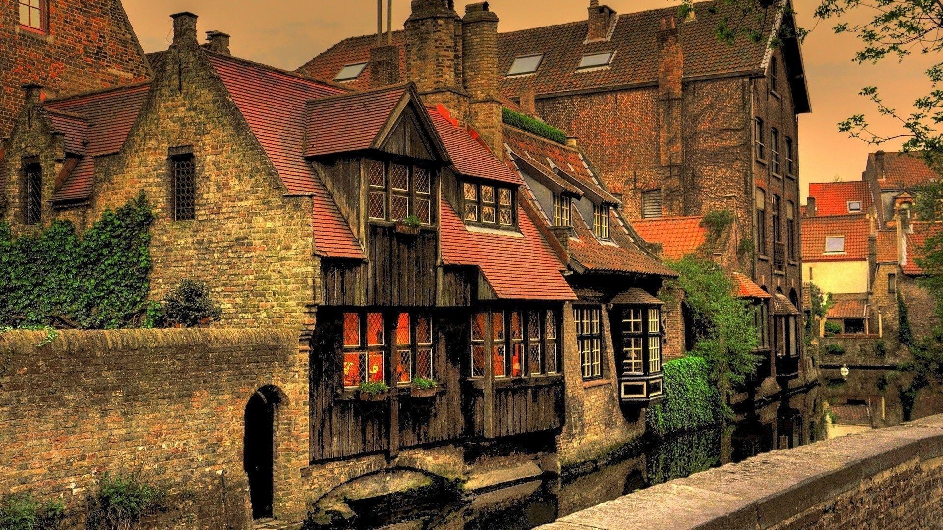 1920x1080 Brugge, Belgium, Houses, Watter City, Brugge, Canal, Desktop