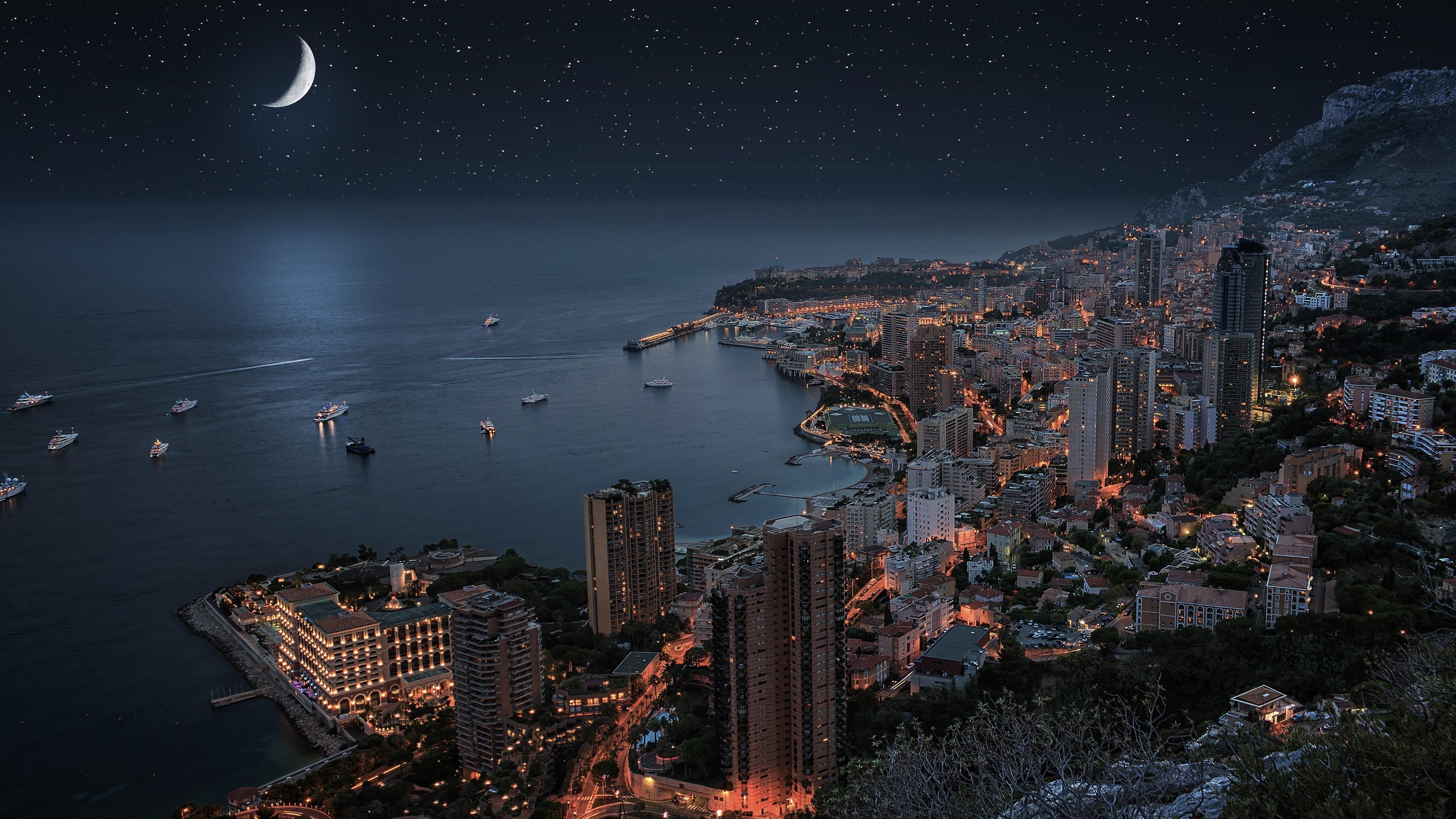 3840x2160 Monte Carlo Under The Moonlight (Monaco) Wallpaper. Wallpaper, Desktop