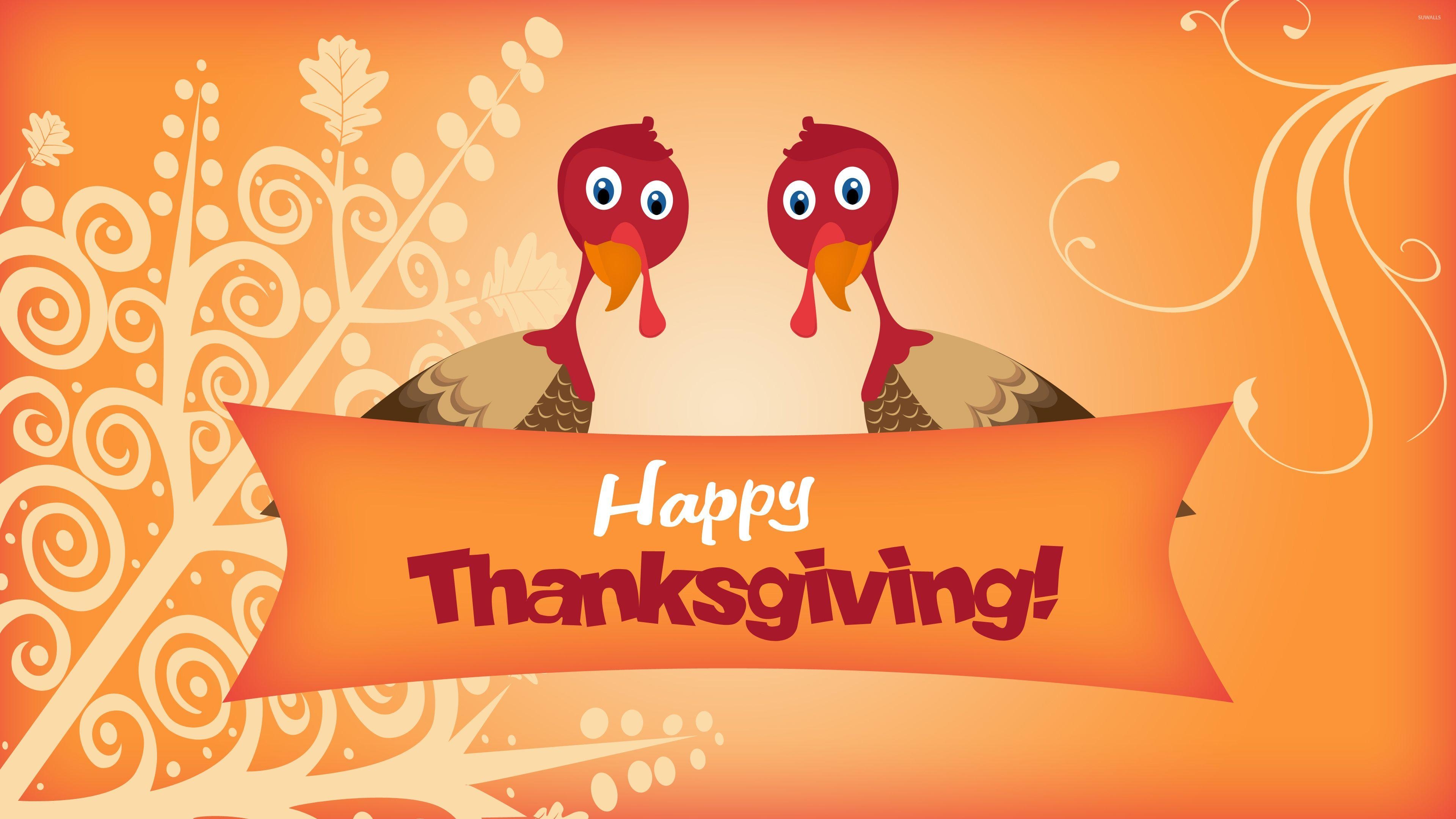 3840x2160 Two turkeys wishing you Happy Thanksgiving wallpaper, Desktop