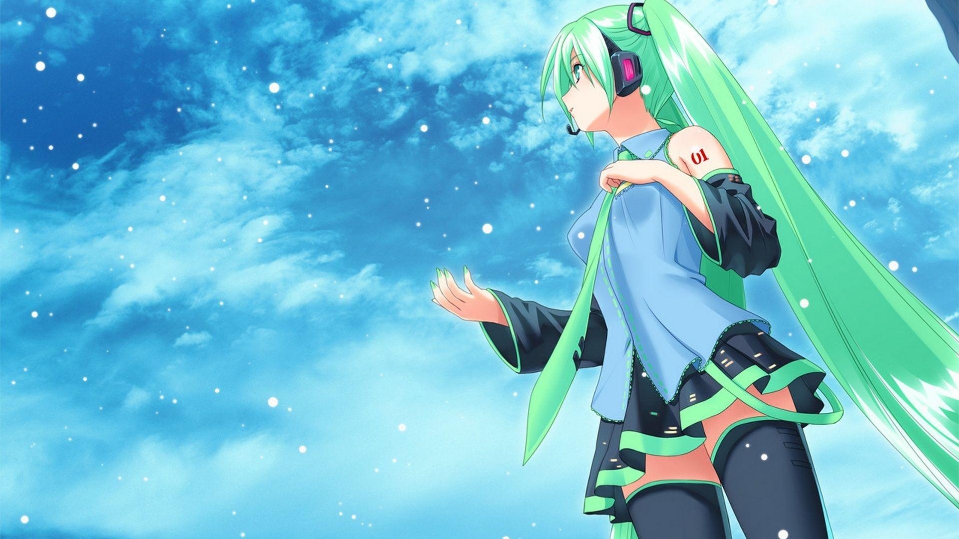 1920x1080 Green Haired HD Anime Girl Wallpaper, Desktop