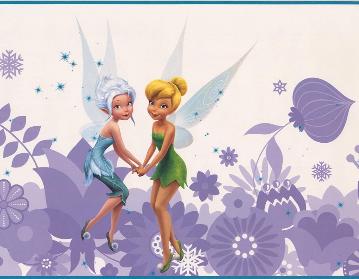 1500x1170 Disney Fairies Tinker Bell Fawn Iridessa Rosetta Silvermist Periwinkle Purple White Wallpaper Border for Kids Bedroom Playroom Living Room, Roll 15' x 9, Desktop