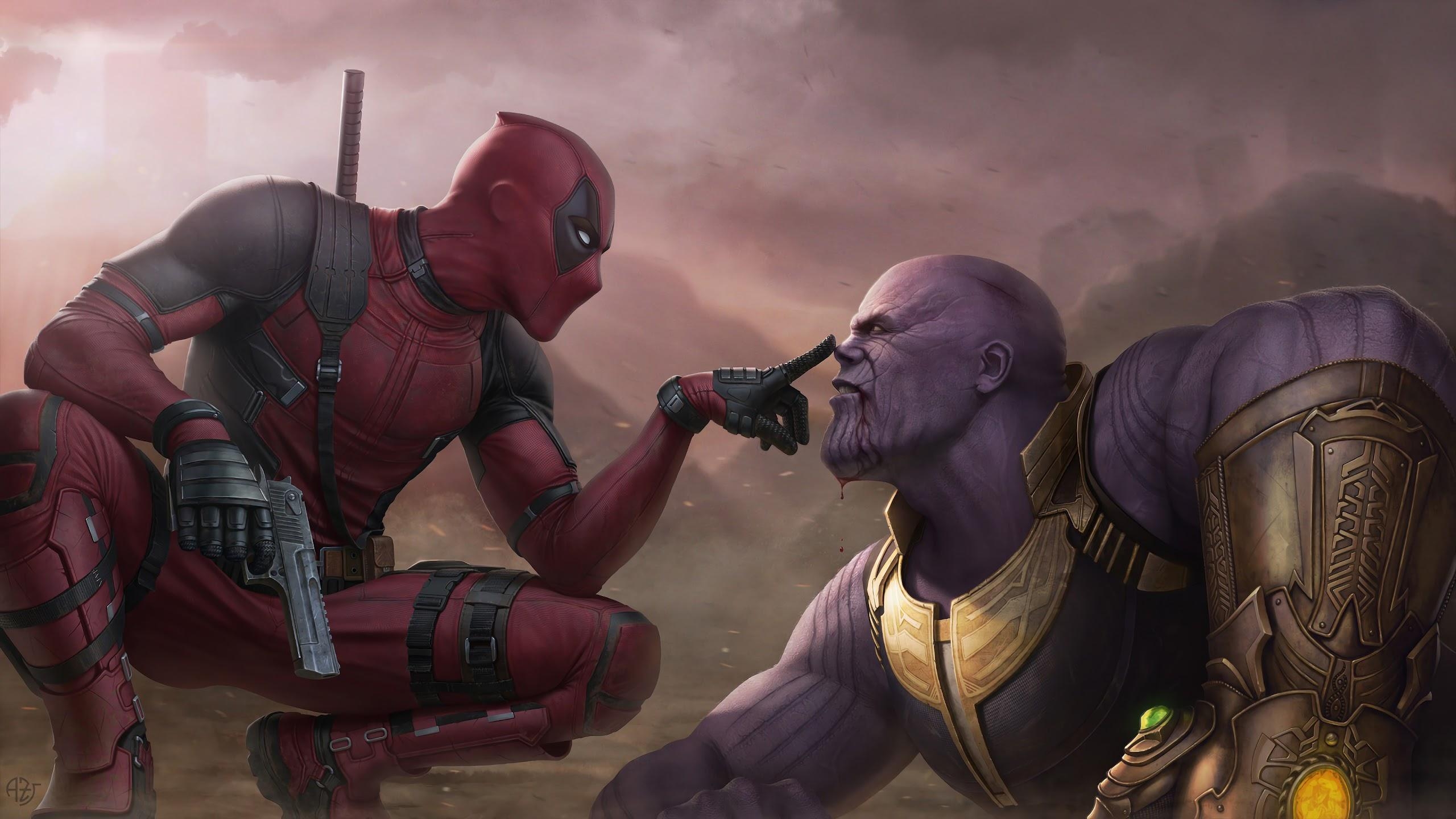 2560x1440 Deadpool vs. Thanos 4K Wallpaper, Desktop