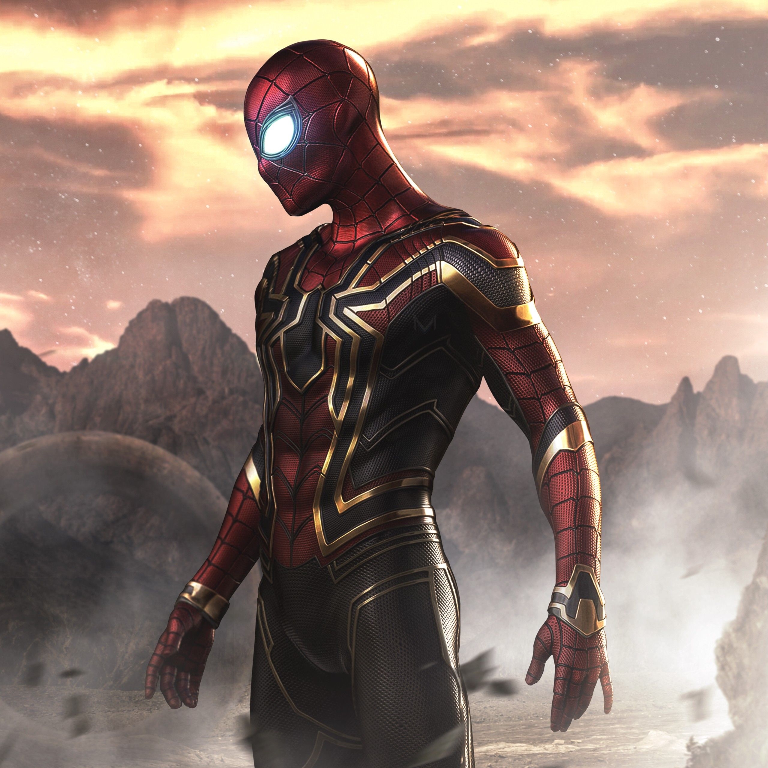 2560x2560 Spider Man As Iron Spider 4K Wallpaper, Phone