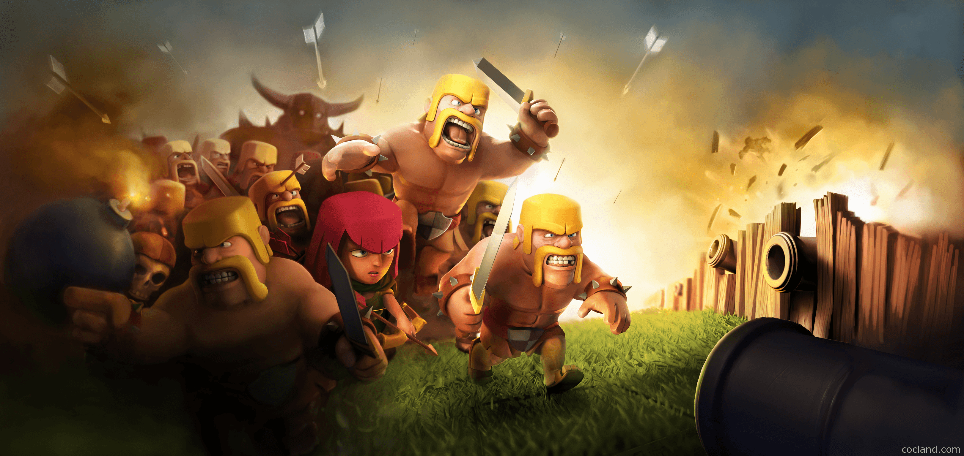 3250x1540 Clash of Clans HD Wallpaper. Clash of Clans Land, Dual Screen