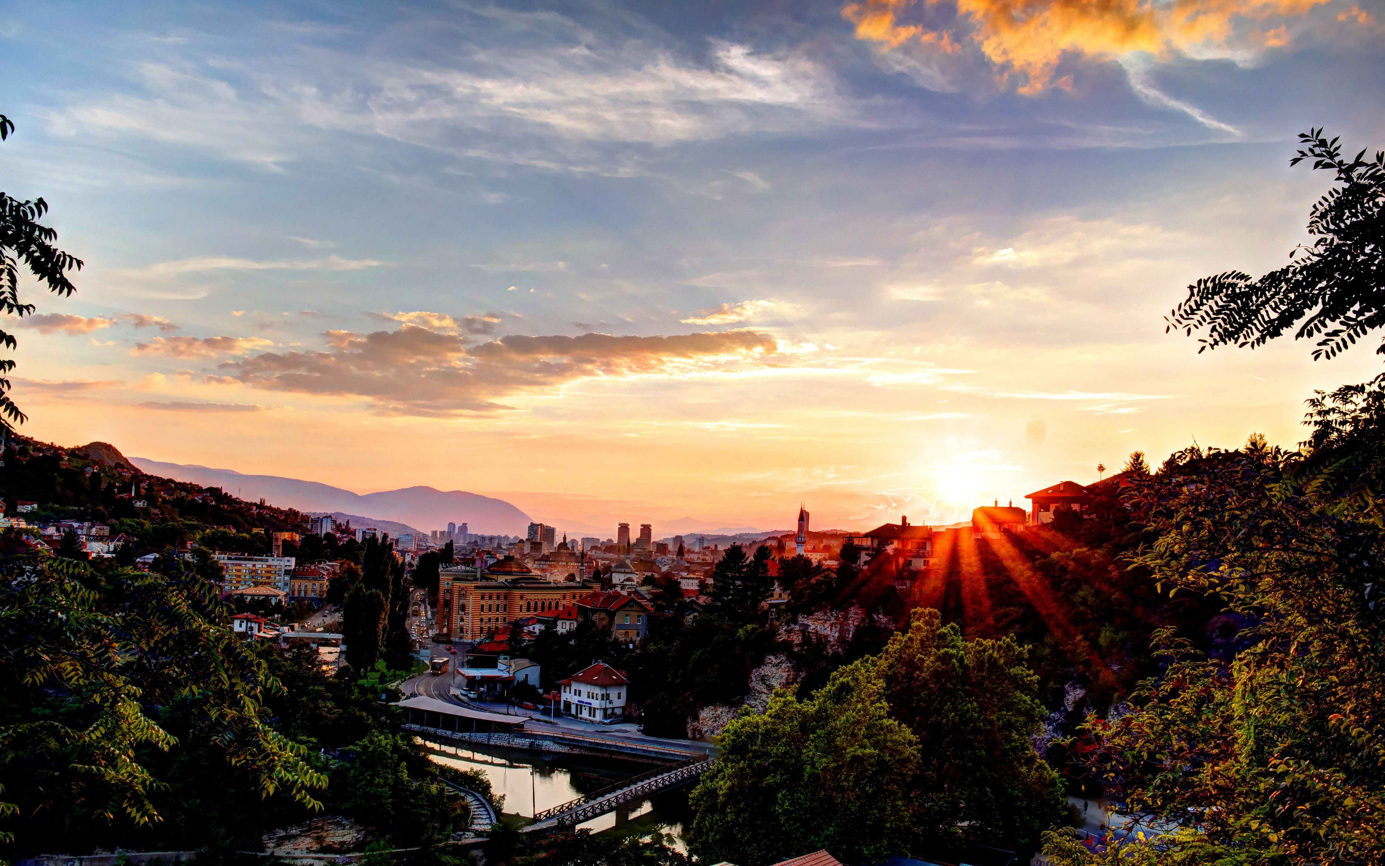 4800x3000 Wallpaper Rays of light Bosnia and Herzegovina Sarajevo, Desktop