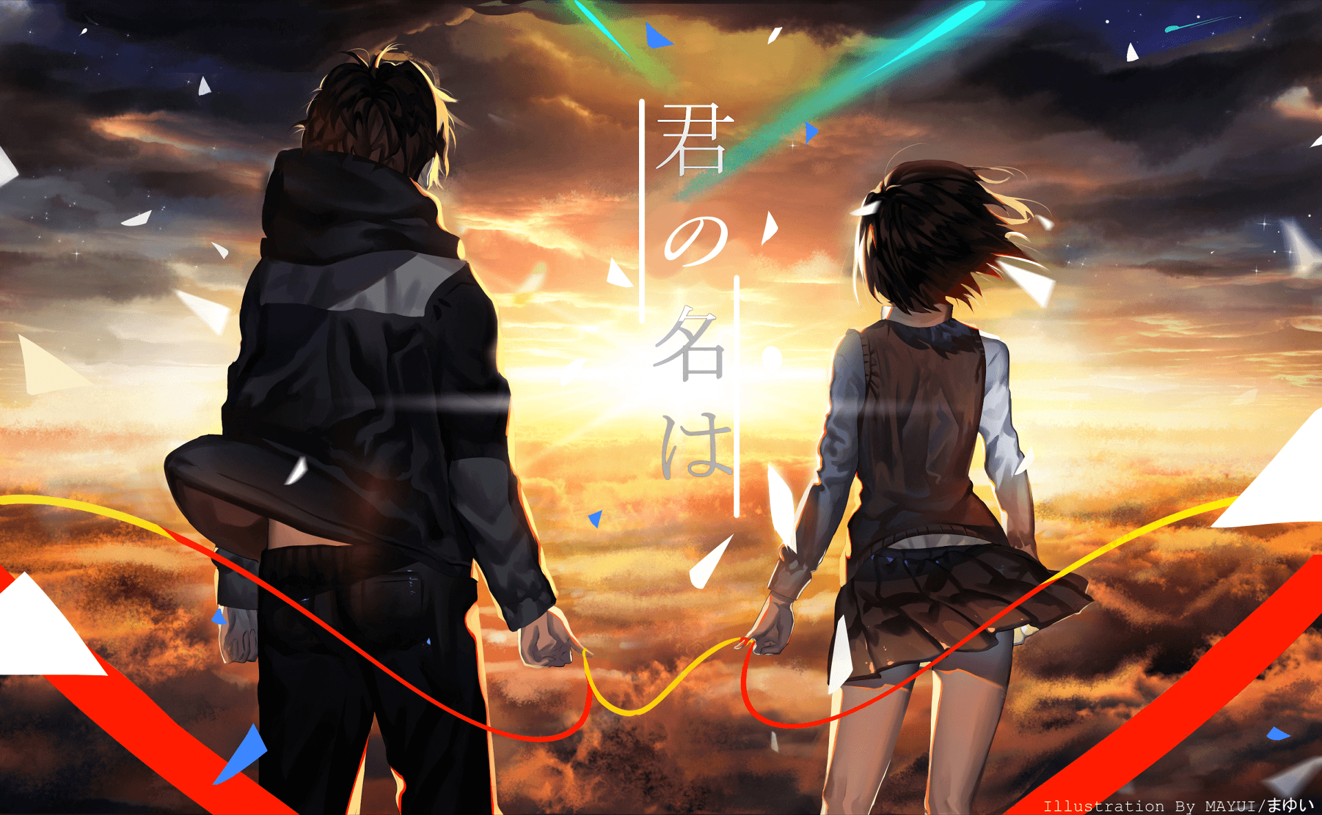 1920x1190 Wallpaper, Kimi no Na Wa, Miyamizu Mitsuha, Tachibana Taki, Desktop