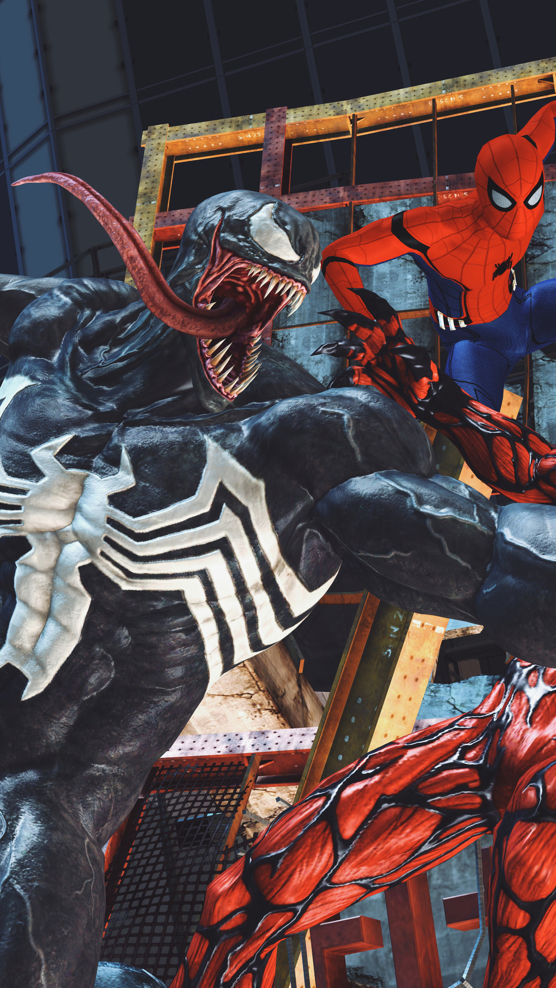 1080x1920  spiderman, venom, carnage, artwork, hd, superheroes, artist, digital art, for iPhone 8 wallpaper, Phone