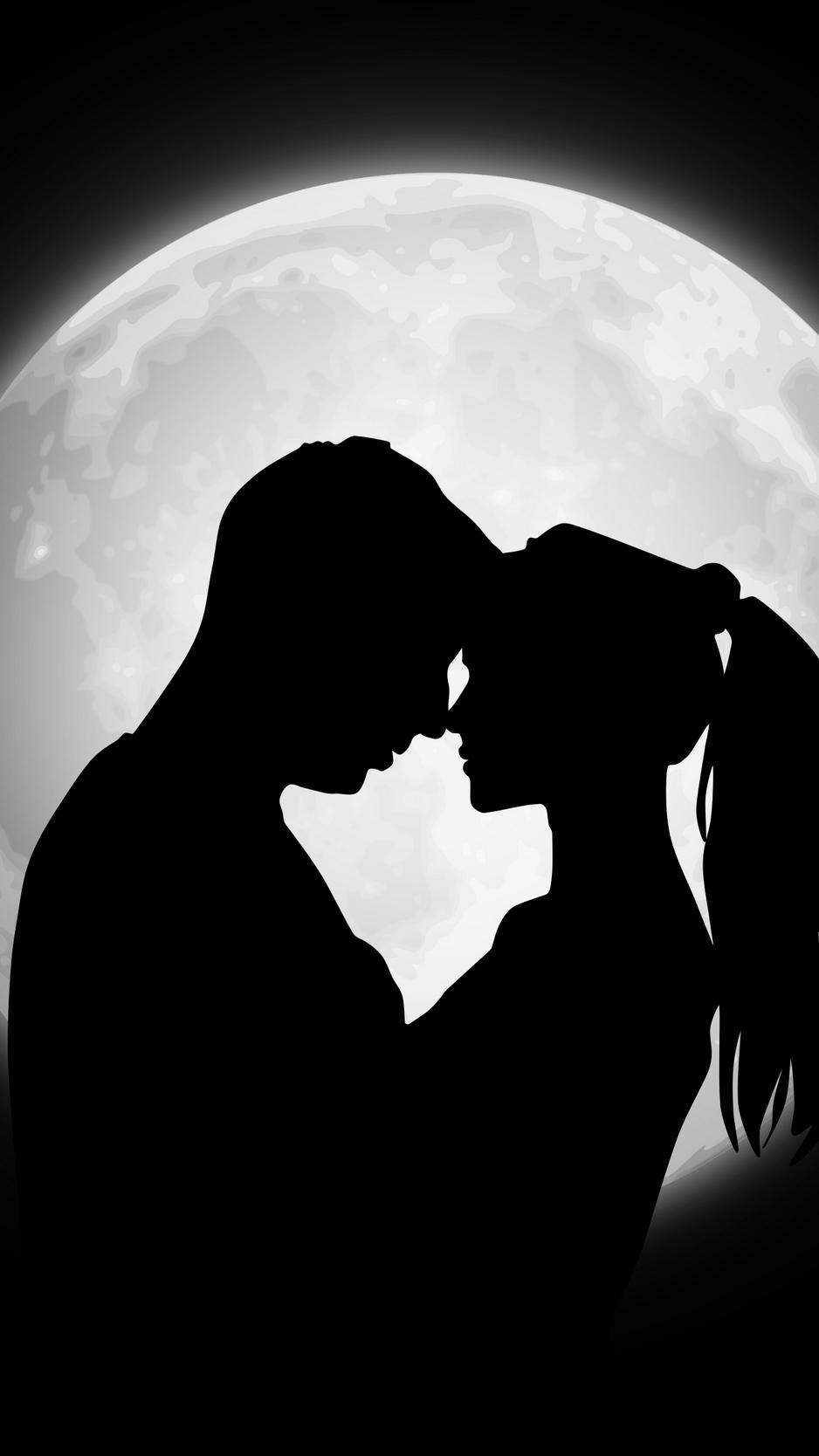 940x1670 Download wallpaper  couple, silhouettes, moon, love iphone, Phone