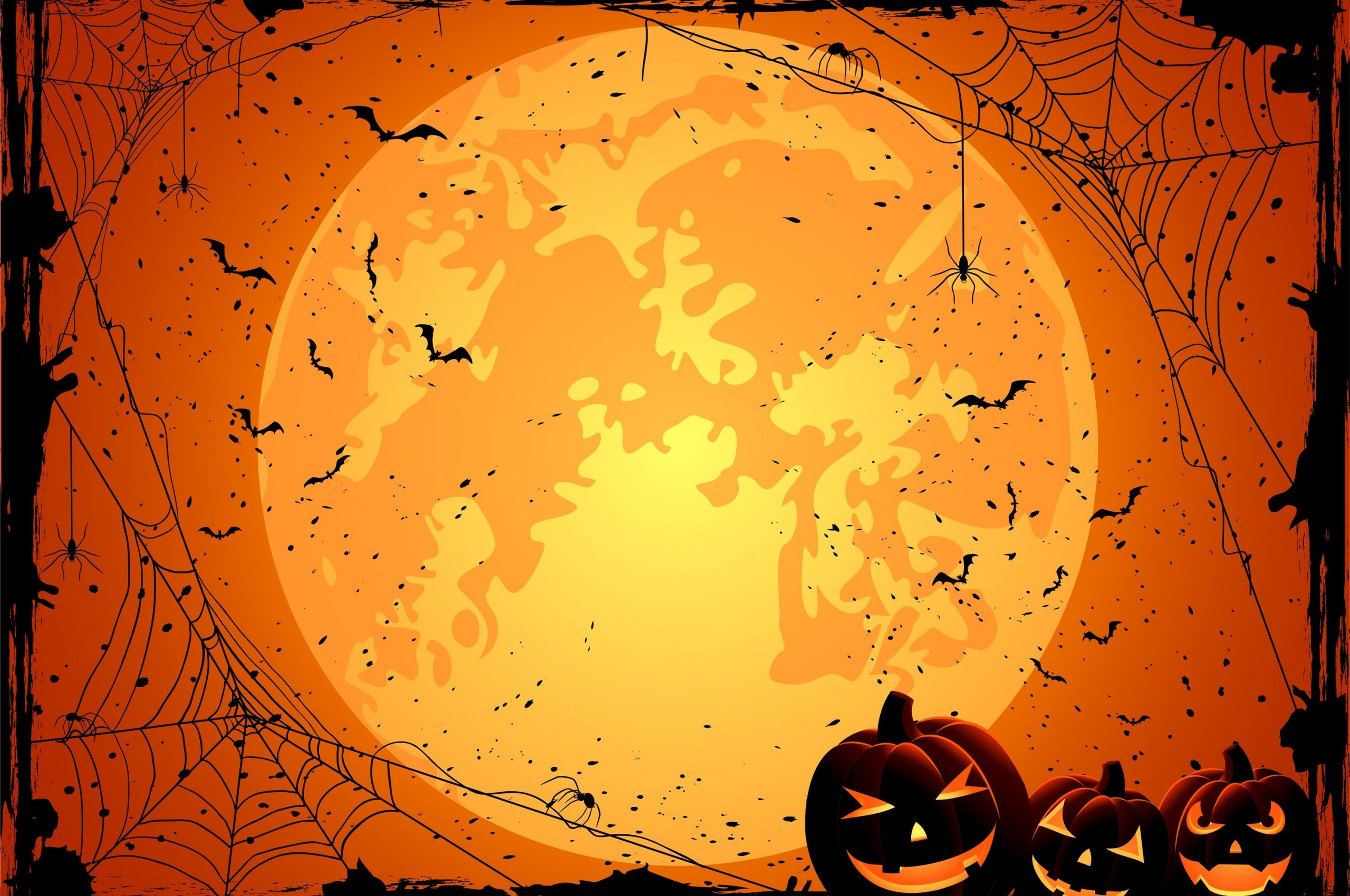 2560x1700 Download  Halloween, Pumpkins, Moon, Spiders, Bats Wallpaper for Chromebook Pixel, Desktop