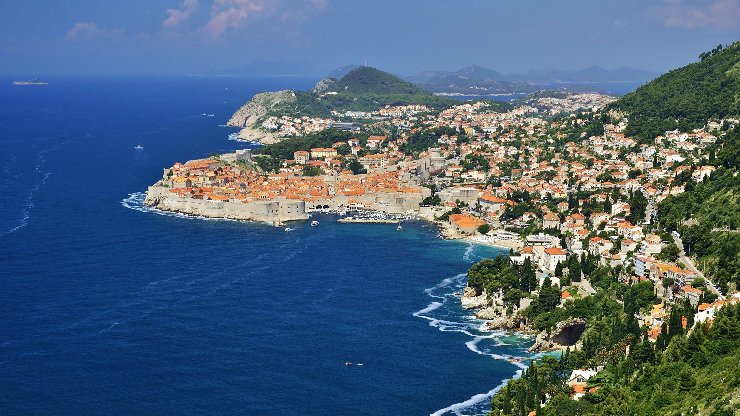 2560x1440 Wallpaper Croatia Dubrovnik Sea Cove Coast From above, Desktop