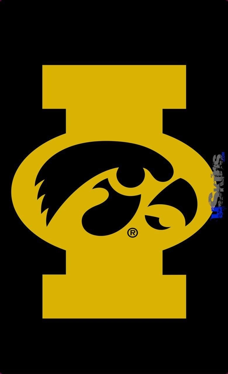 780x1280 Iowa Hawkeyes Tigerhawk Oval 02 Gold on Black Style Skin, Phone