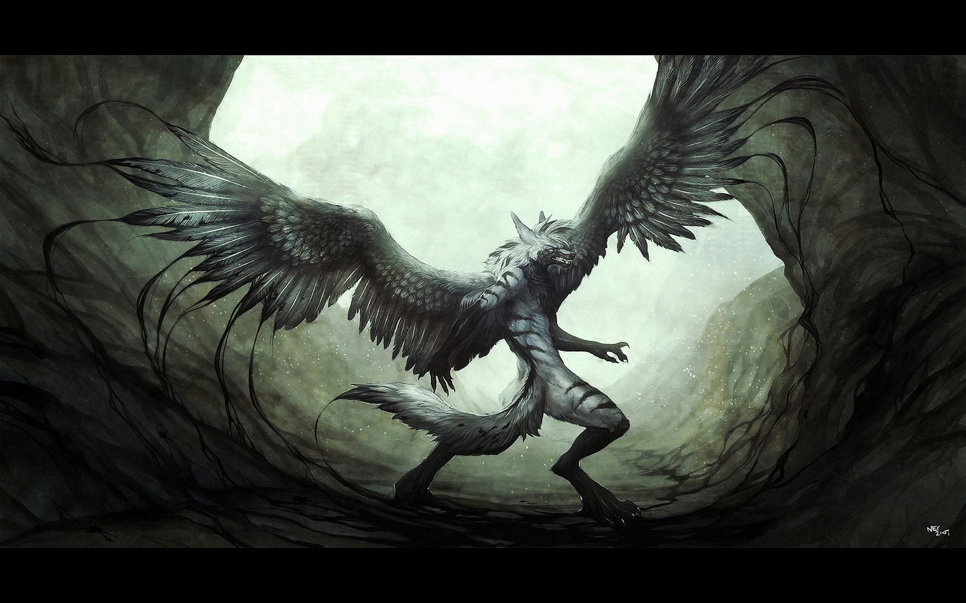 1920x1200 Black Anime Wolf 3 HD Wallpaper, Desktop