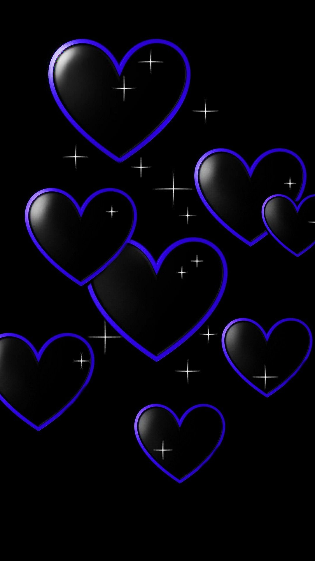 1080x1920 Blue W Blk Hearts Wallpaper. By Artist Unknown. Heart Wallpaper, Love Wallpaper Background, Wallpaper Iphone Love, Phone