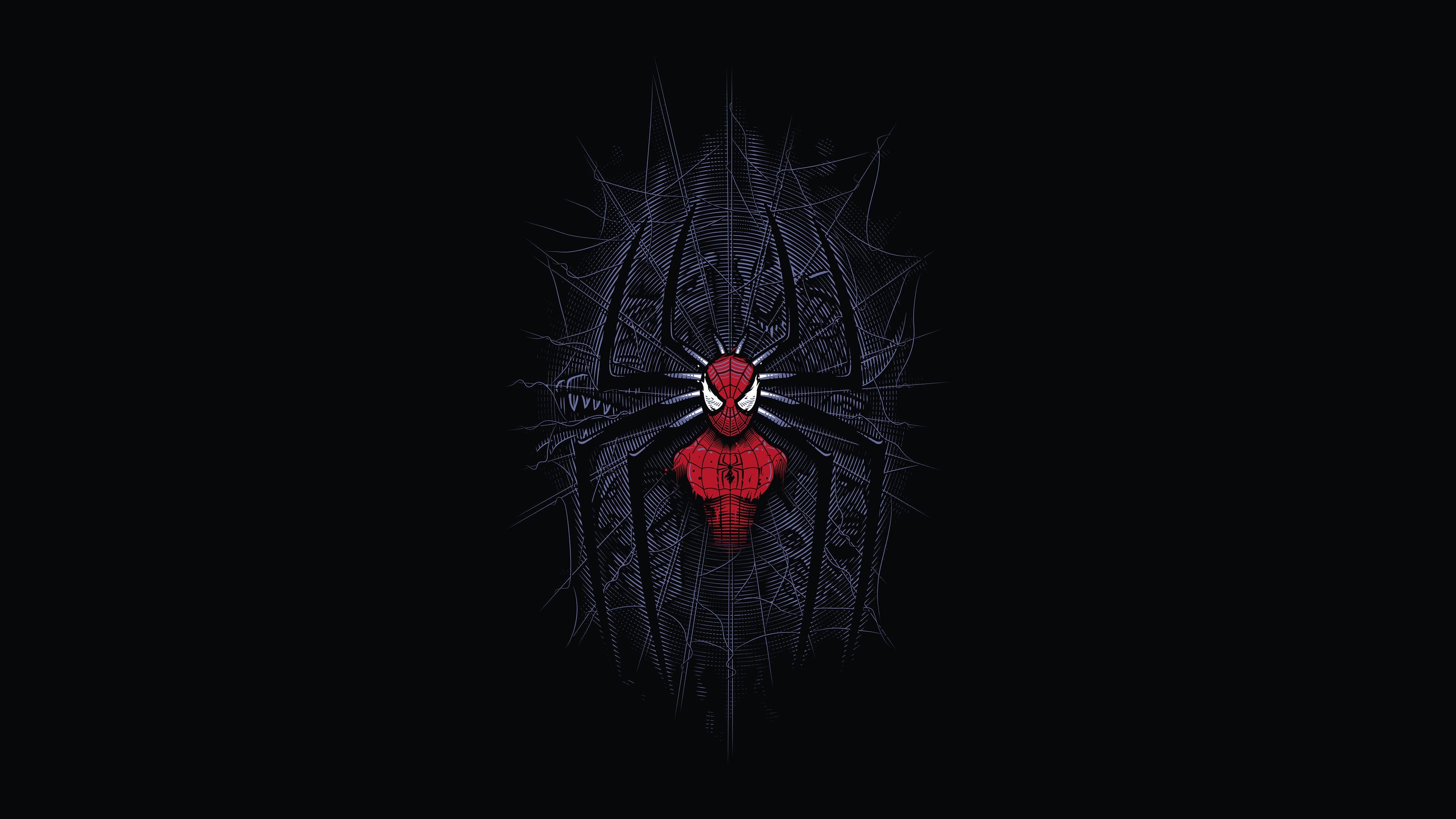 3840x2160 Download  Wallpaper Spider Man, Dark, Minimalist, Digital, Desktop