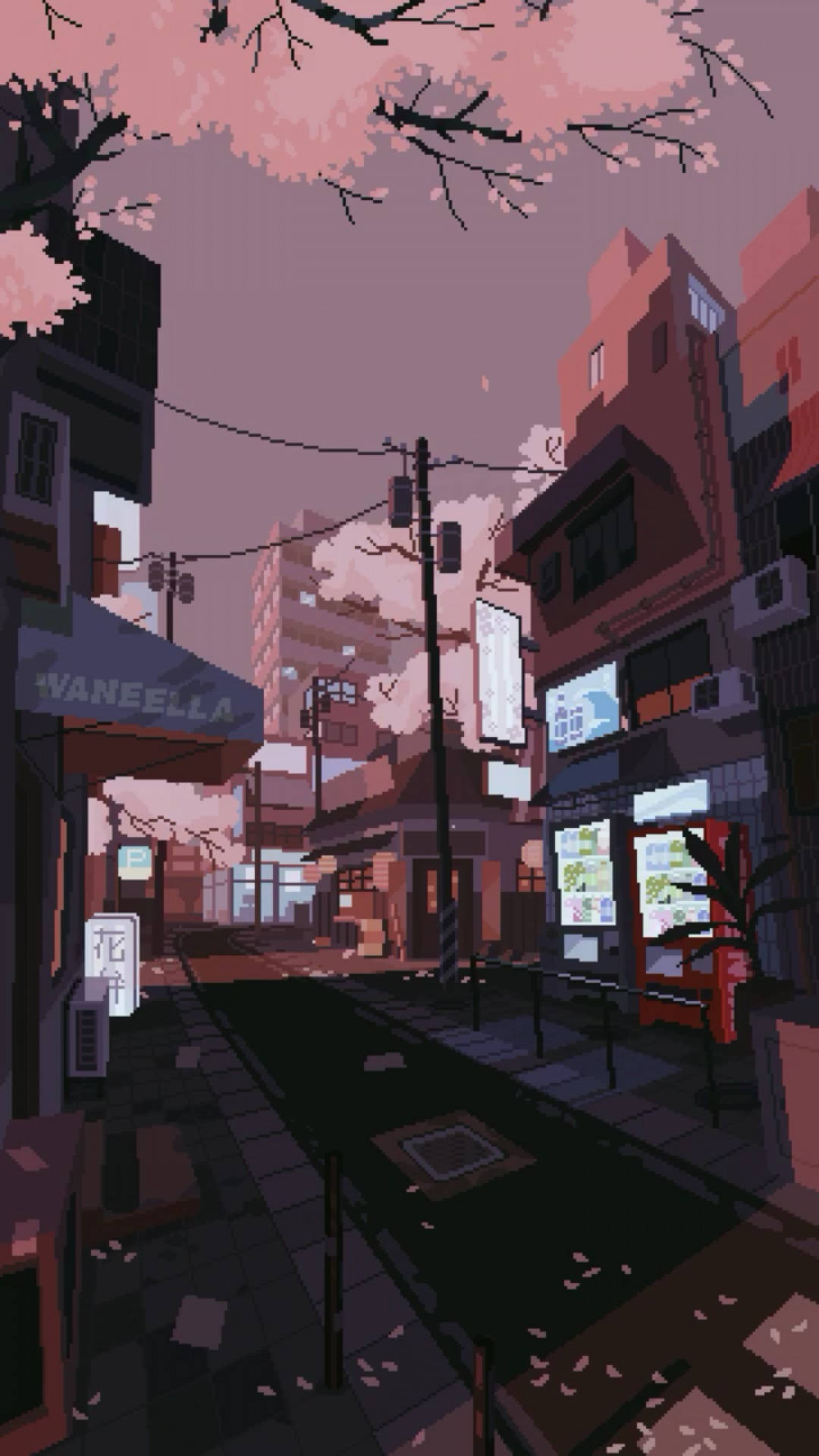 1080x1920 Download Aesthetic Anime Pixel Street, Phone