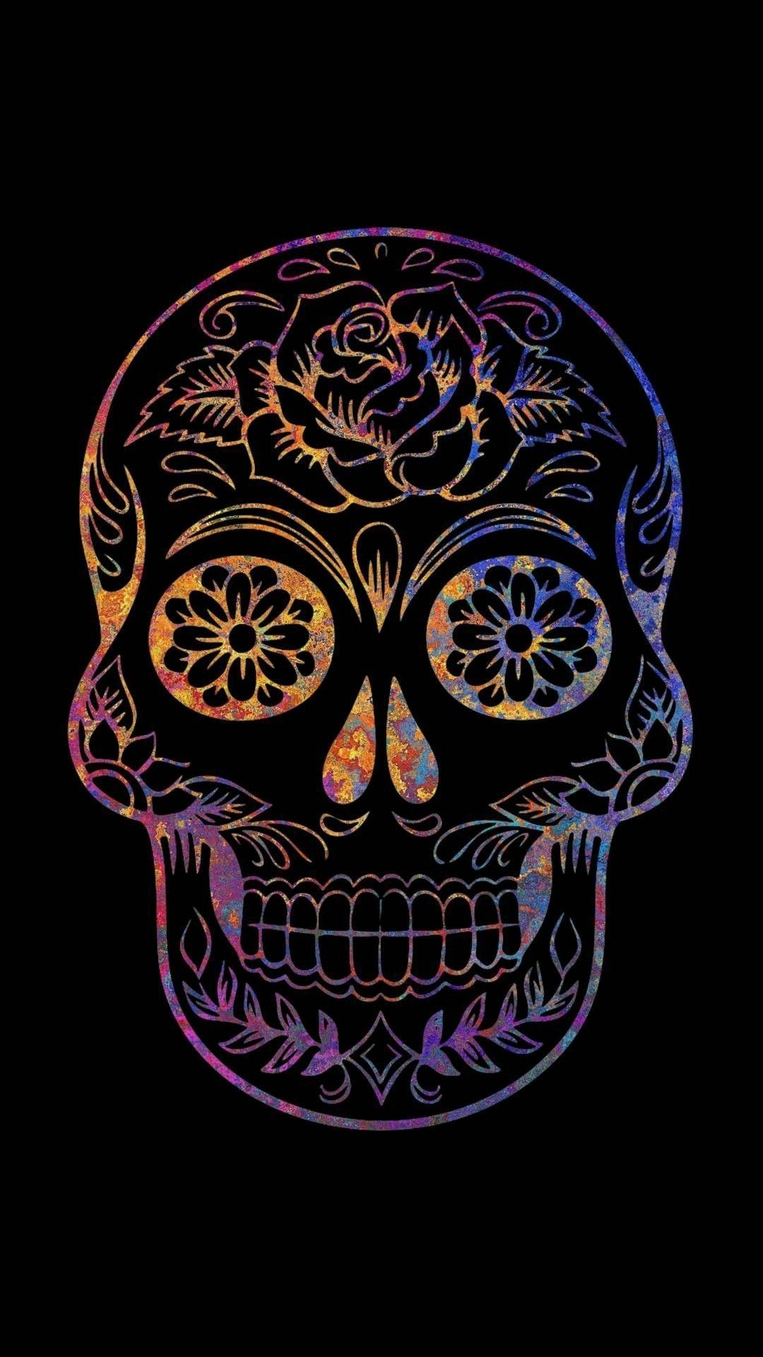 1080x1920 Feminine Sugar Skull Phone Wallpaper, Phone