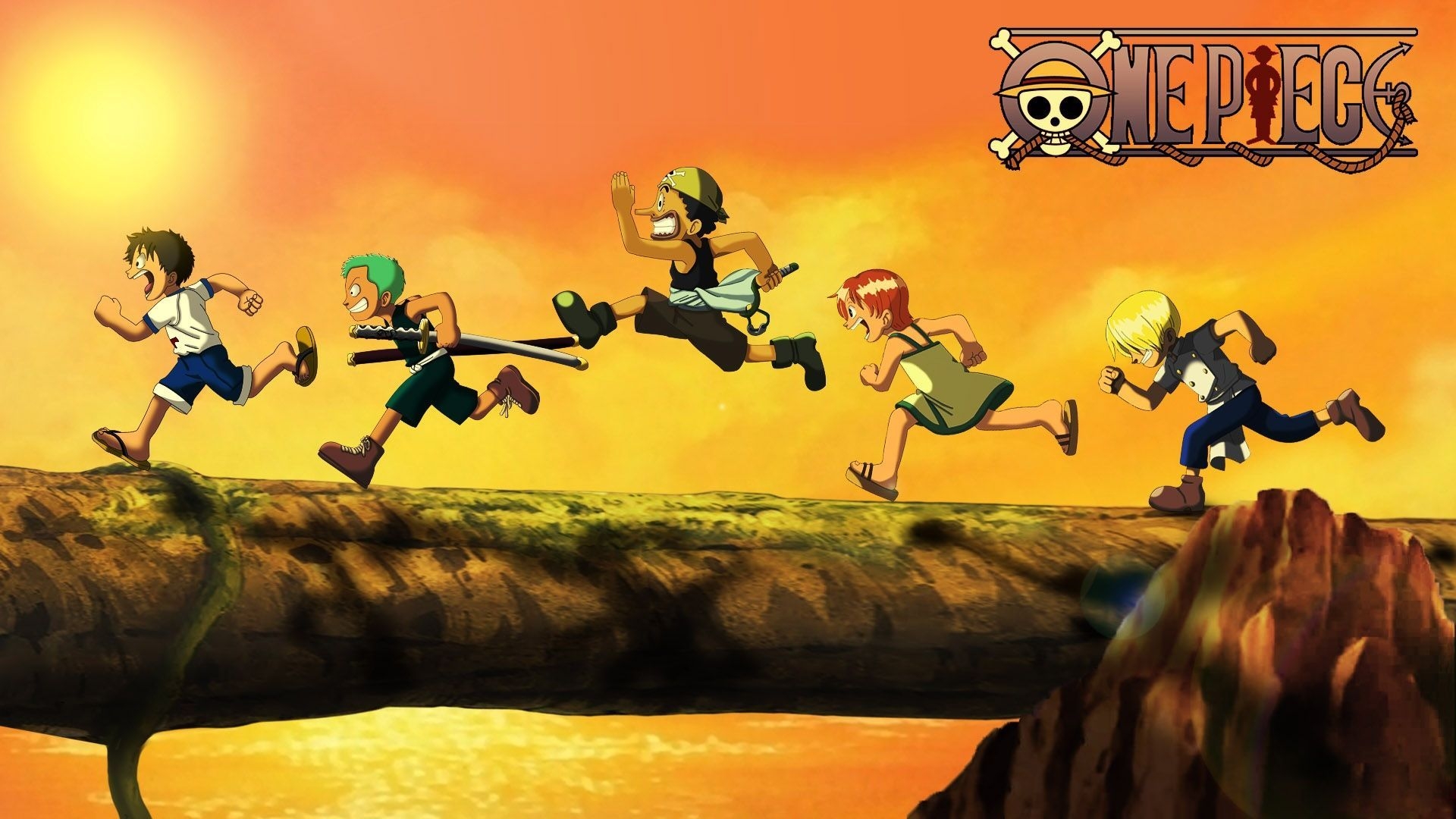 1920x1080 One Piece Kid Luffy, Zoro, Usopp, Nami and Sanji Wallpaper. 海賊, Desktop