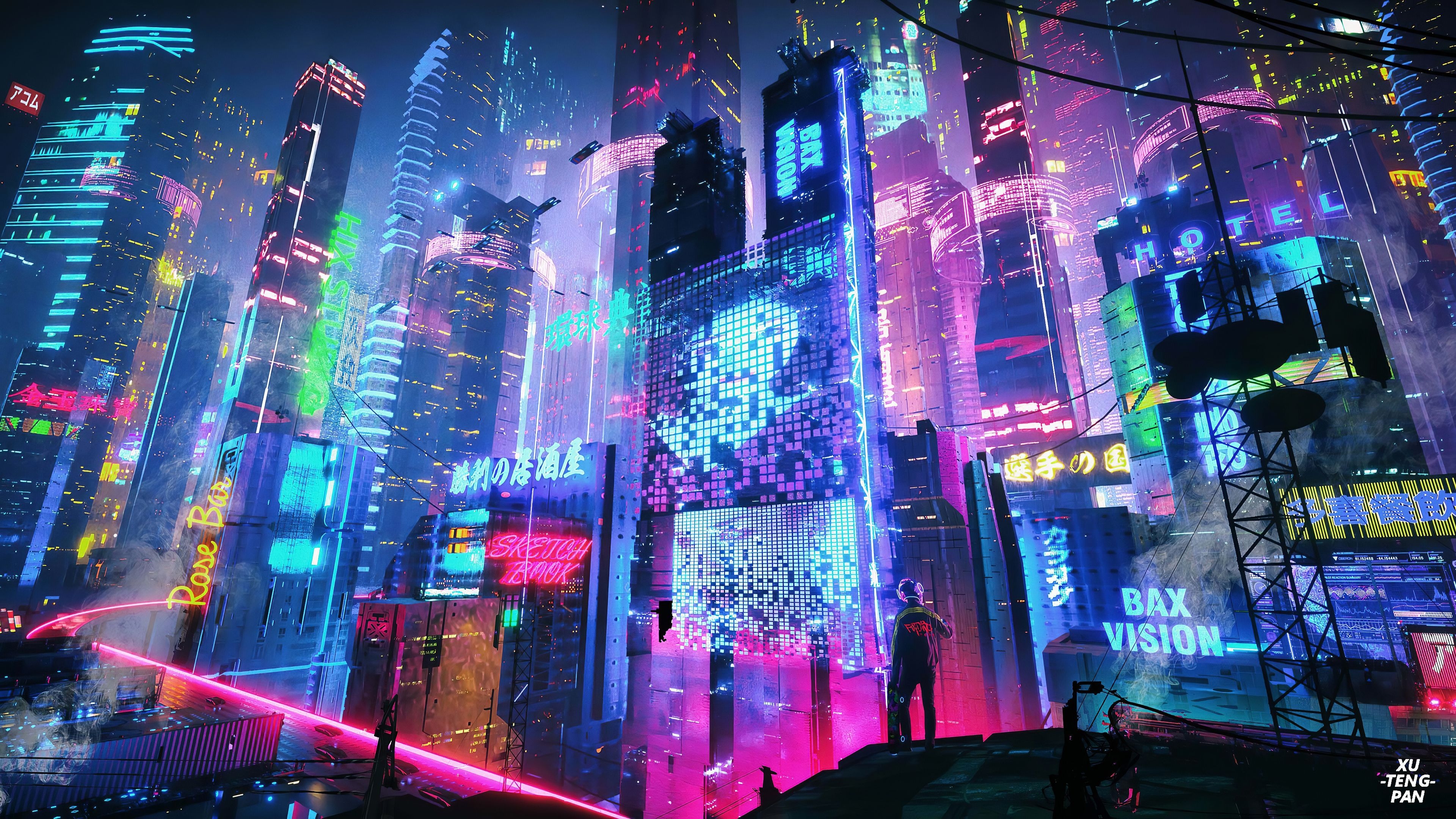 3840x2160 Neon City Cyberpunk Wallpaper Free Neon City Cyberpunk Background, Desktop