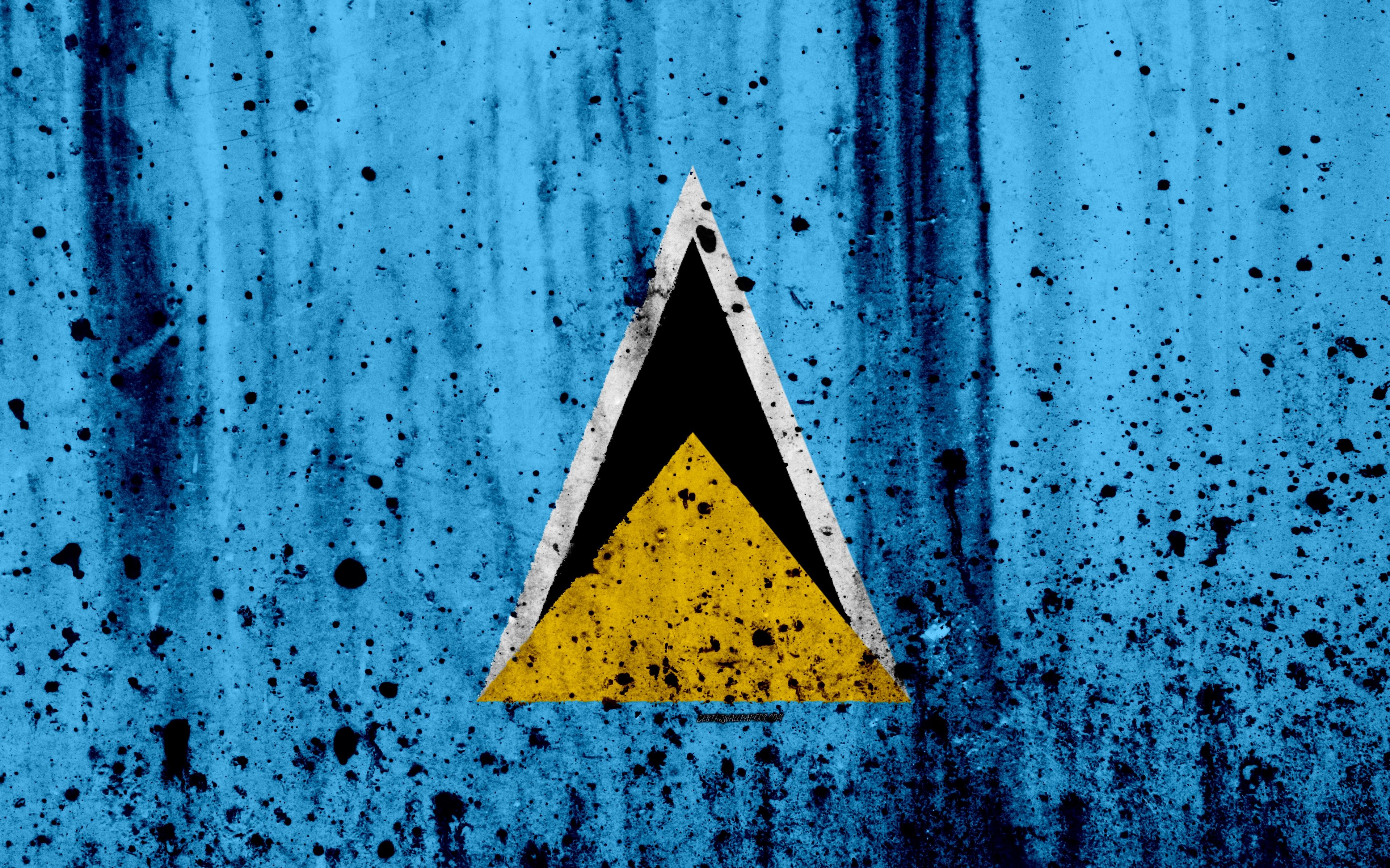 3840x2400 Download wallpaper Saint Lucia flag, 4k, grunge, North America, Desktop